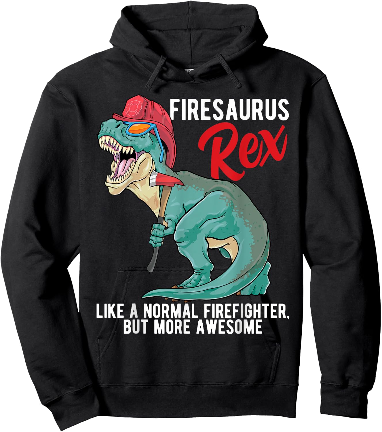Firefighter T Rex Firesarus Rex Dinosaur Fireman Boys Kids Hoodie - Hoodie | Black