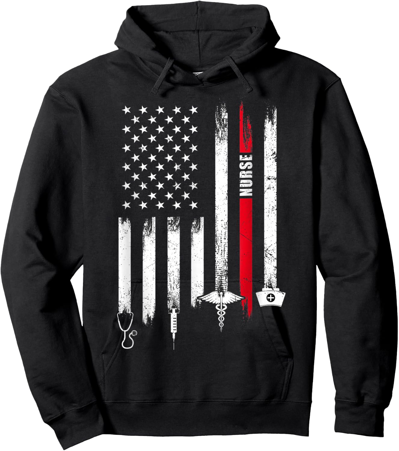 Funny American Flag Nurse Day Gift Small Hoodie - Hoodie | Black
