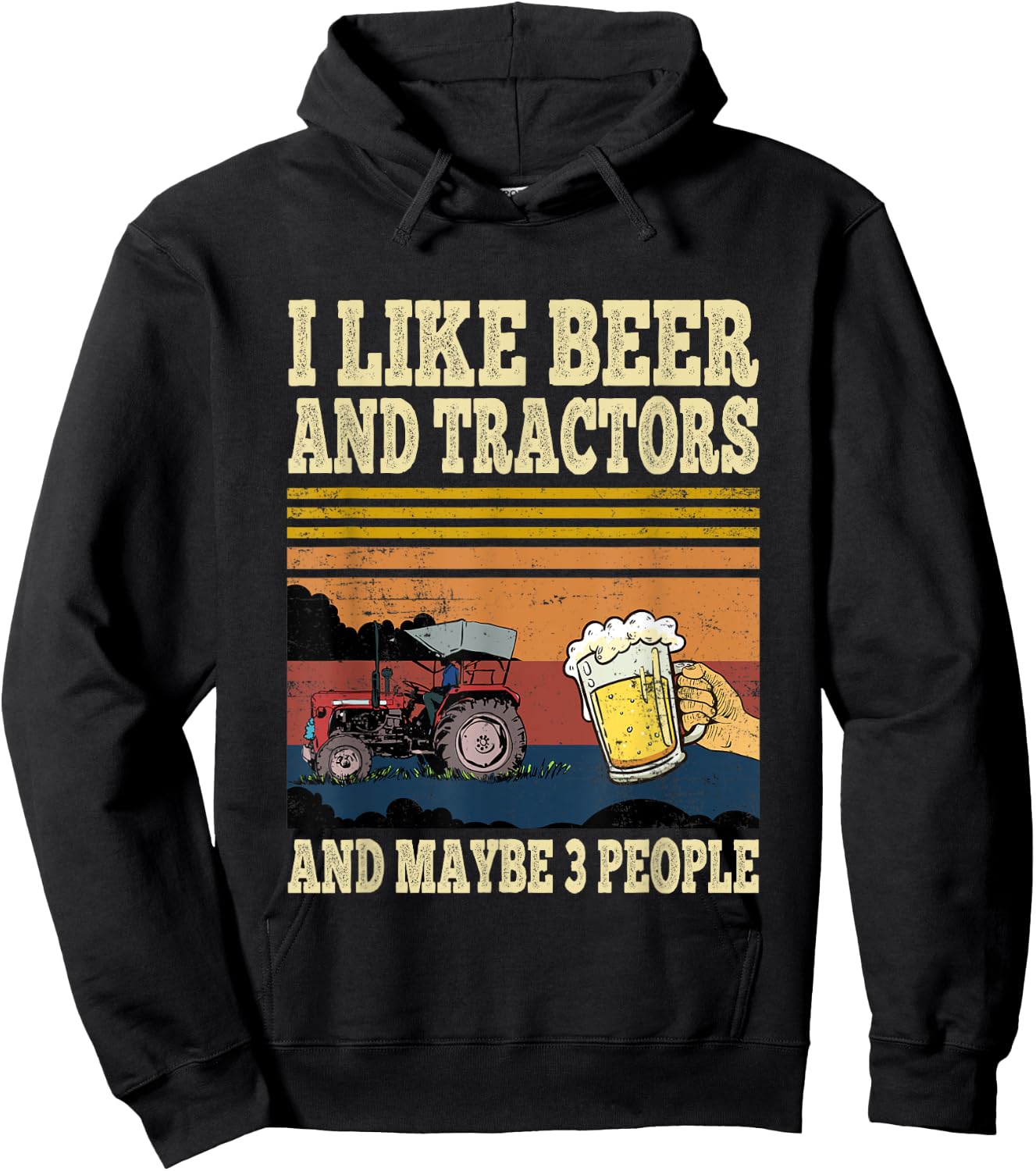 I Like Beer Tractors and Maybe 3 People Funny farmer Vintage Hoodie - Hoodie | Black