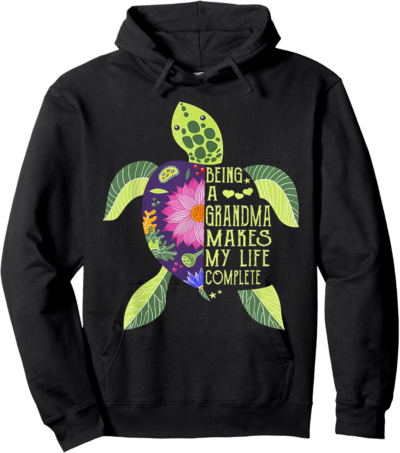 Being A Grandma Makes My Life Complete Turtle Hoodie - Hoodie | Black