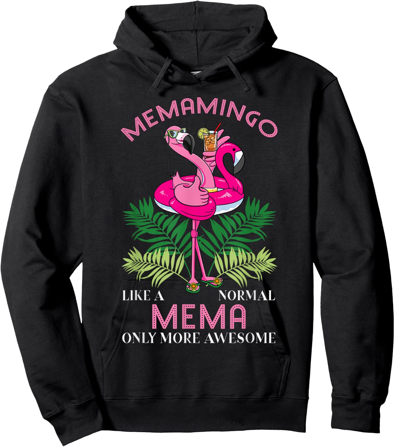 Memamingo Mema Flamingo Lover Grandma Grandmother Grandmommy Hoodie - Hoodie | Black