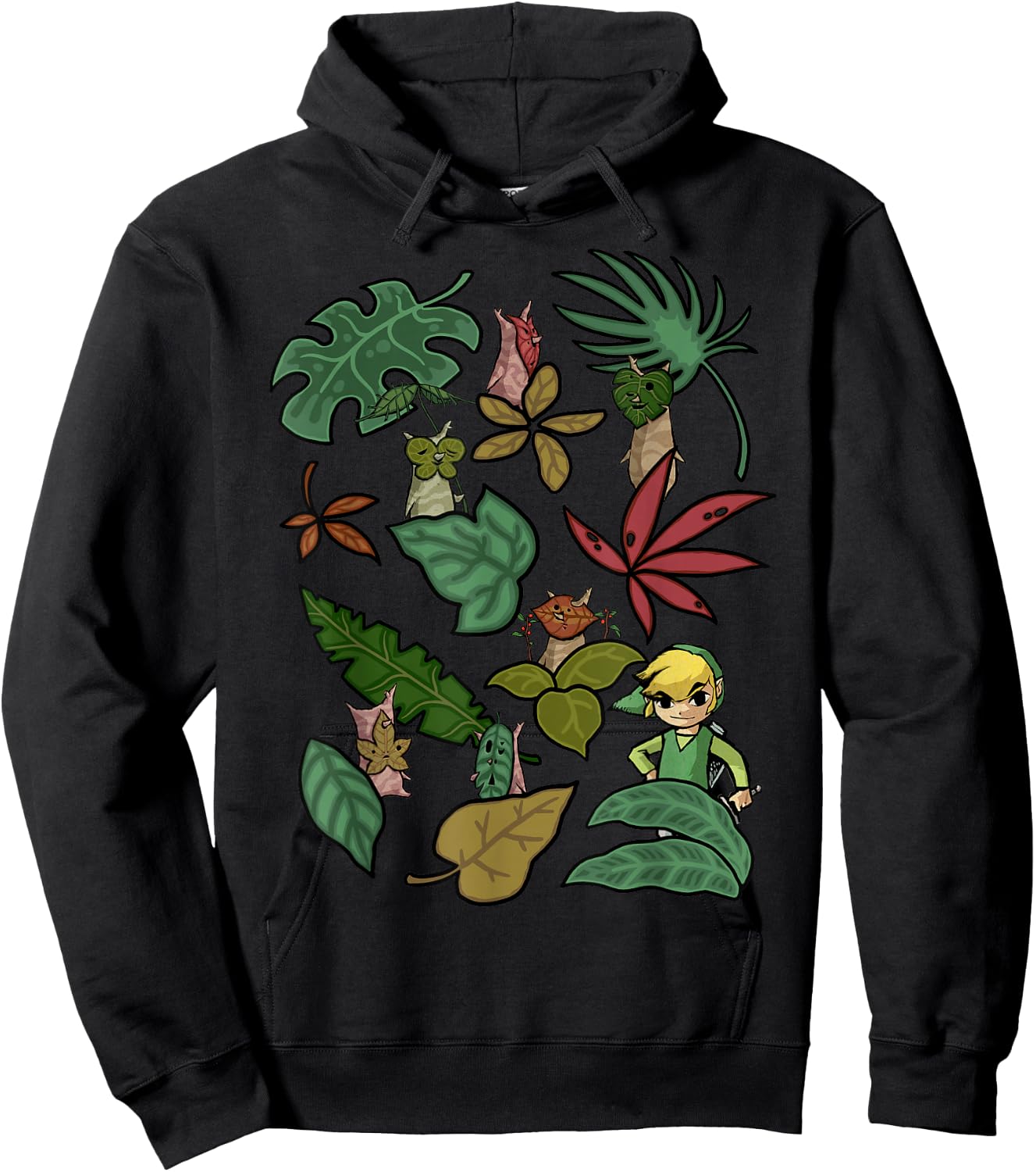 The Legend of Zelda: The Wind Waker Link Plant Life Jumble Hoodie - Hoodie | Black