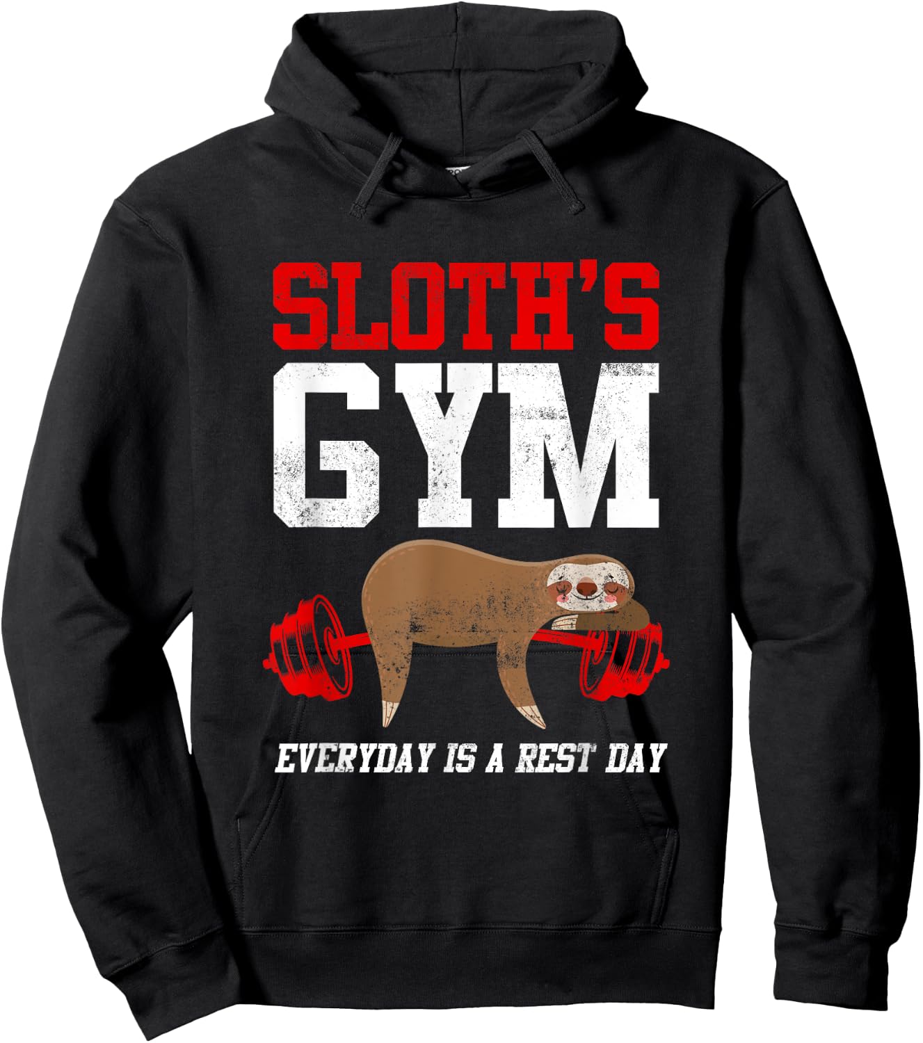 Workout Fitness Sloth's Gym Everyday Is Rest Day Hoodie - Hoodie | Black