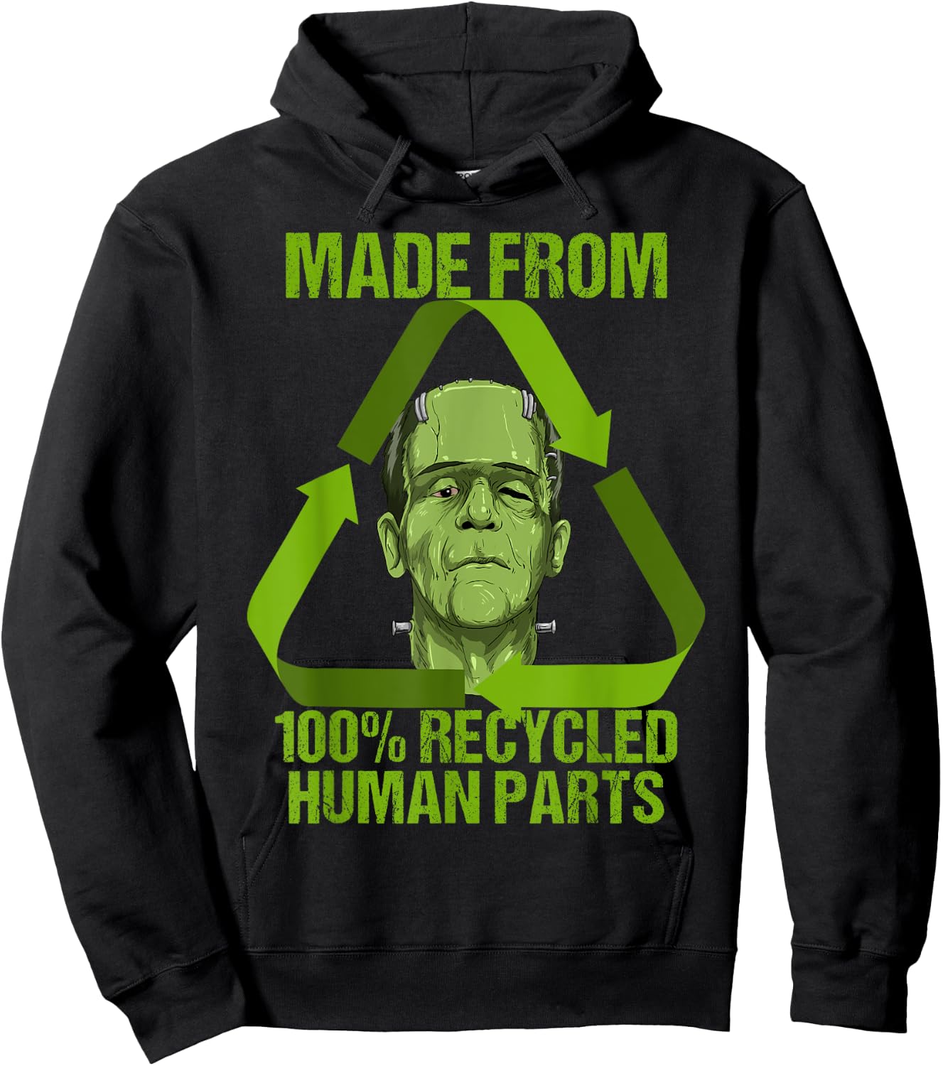Frankenstein Made from 100% Recycled Human Parts Halloween Small Hoodie - Hoodie | Black