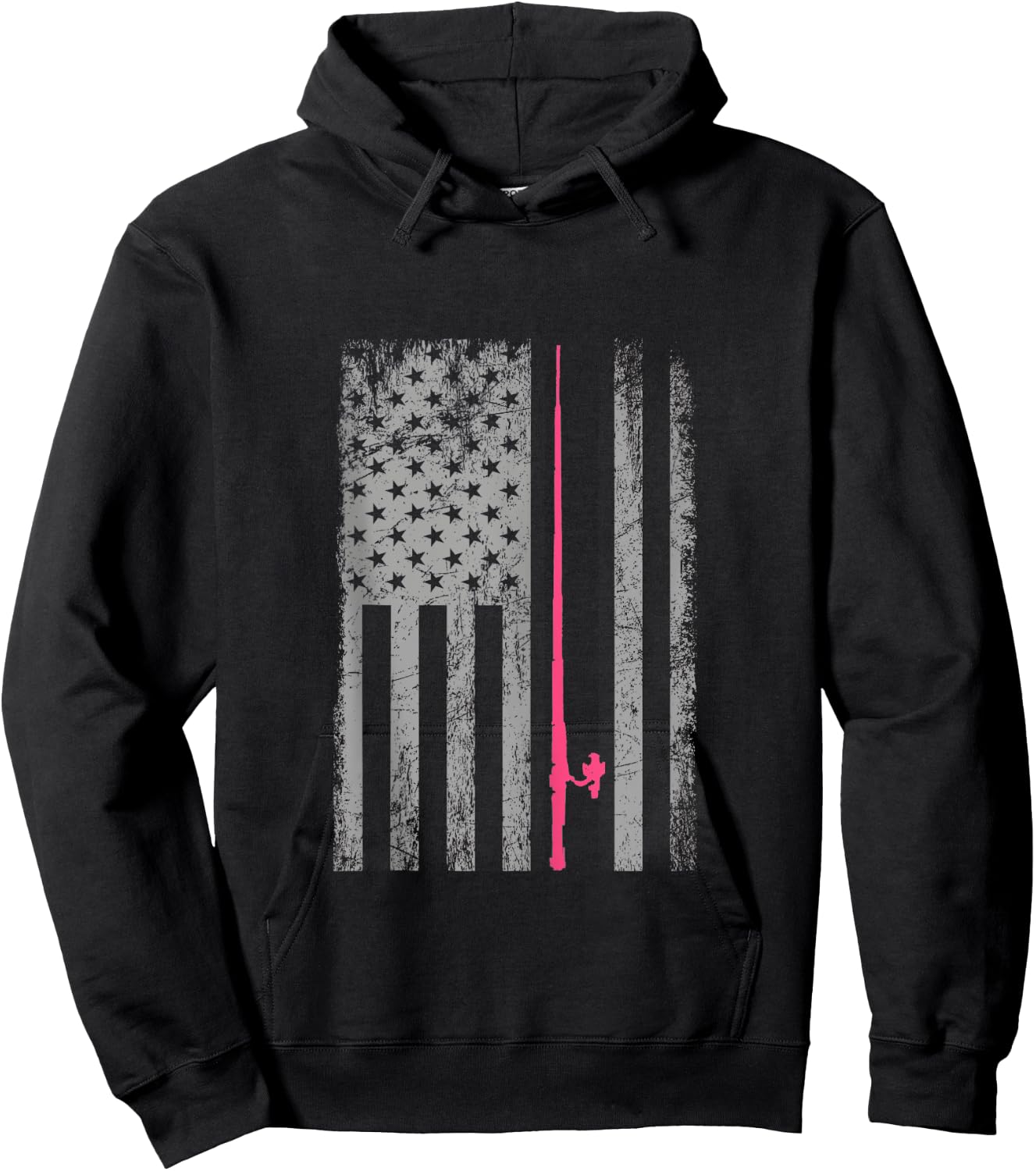 Pink Camo American Flag Fishing Shirt Women Bass Fishing Hoodie - Hoodie | Black