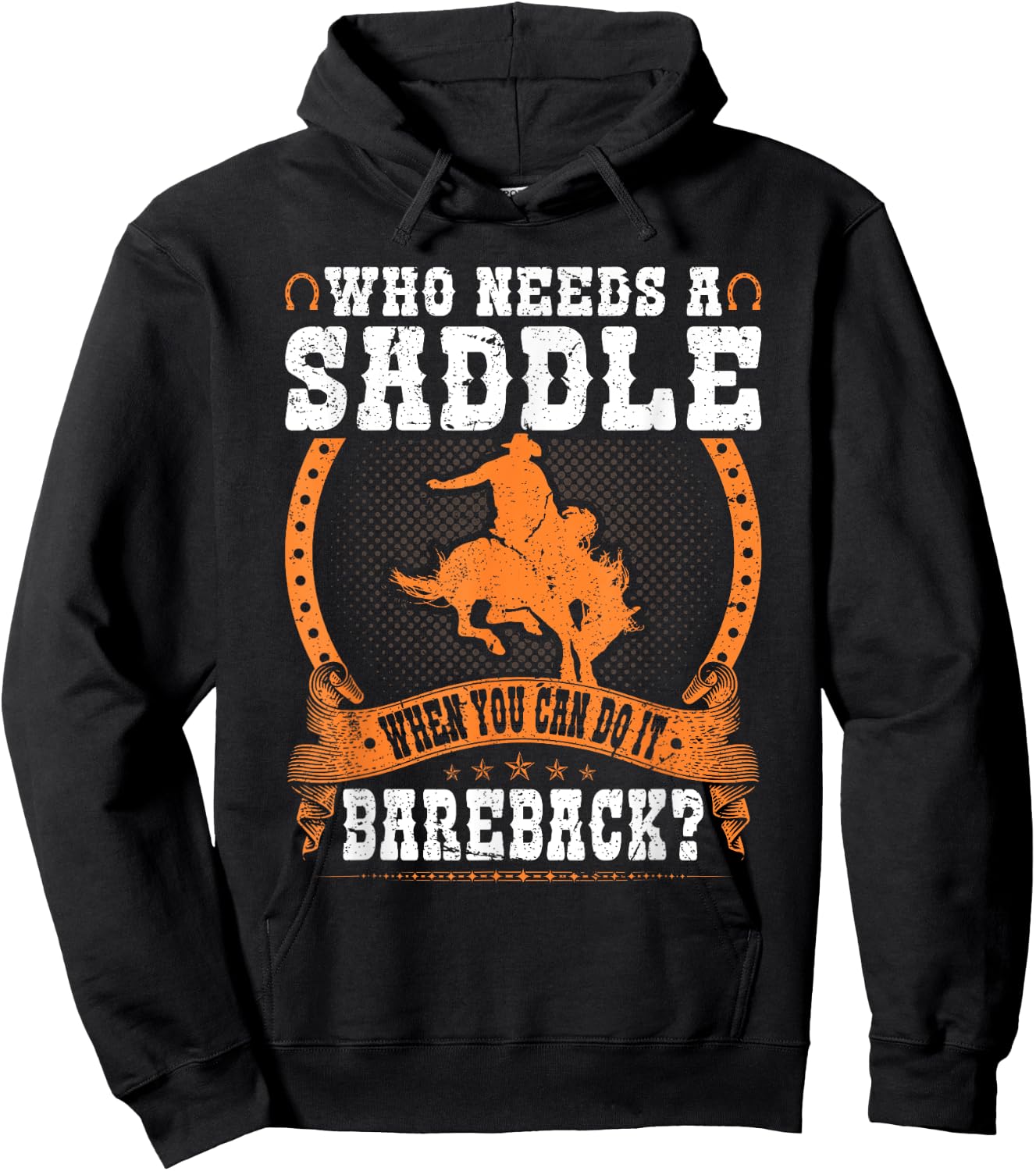 Bucking Bronco Western Rodeo Cowboy Bareback Bronc Riding Hoodie - Hoodie | Black