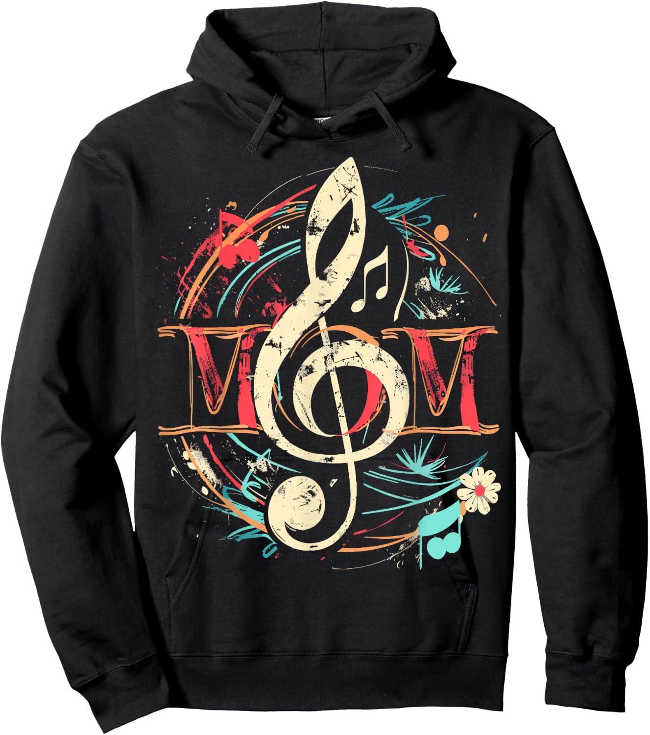 MOM Music note design Gifts for music lovers Hoodie - Hoodie | Black
