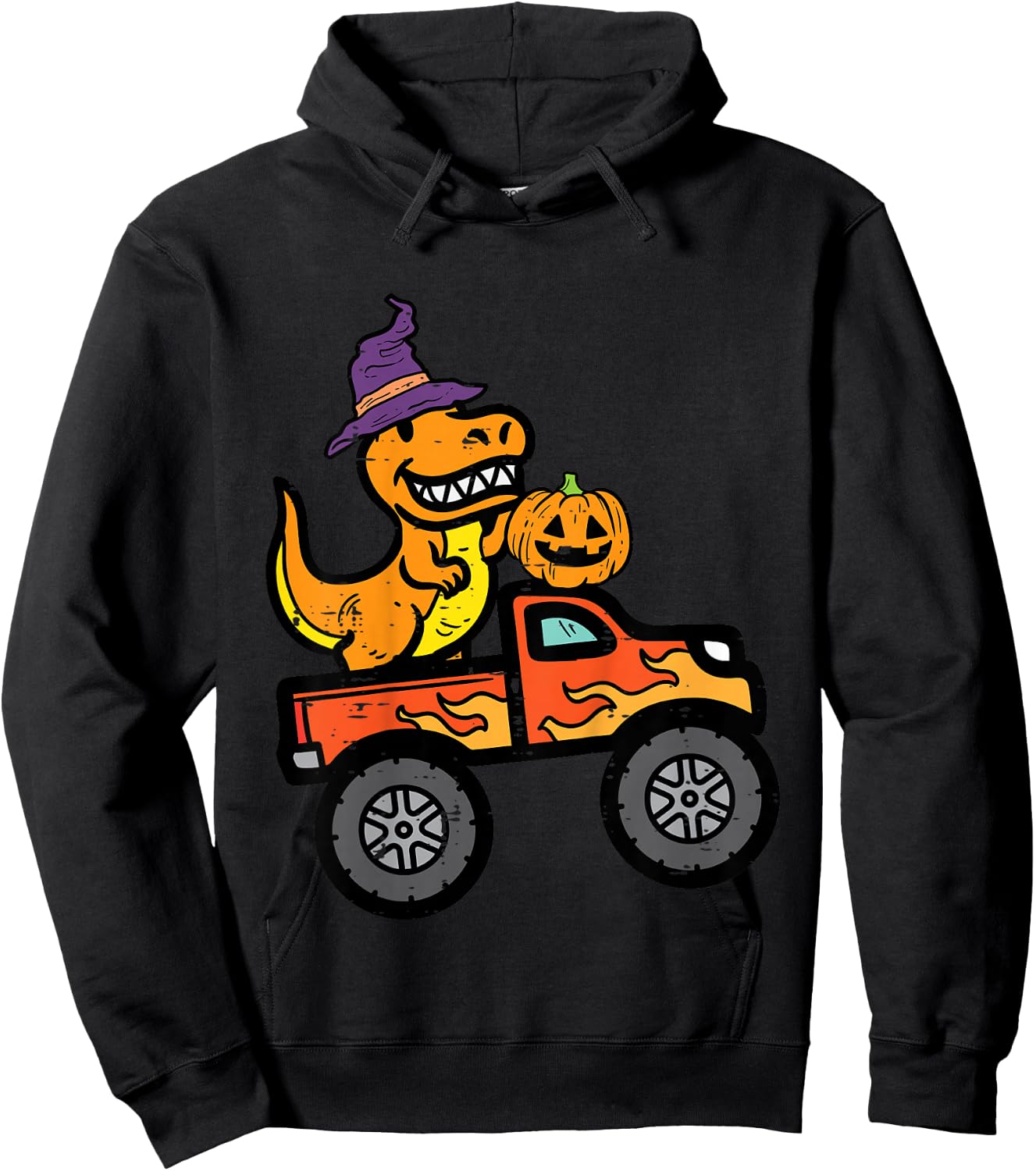 Kids Halloween Monster Truck Dino Trex Costume Boys Kids Toddler Hoodie - Hoodie | Black