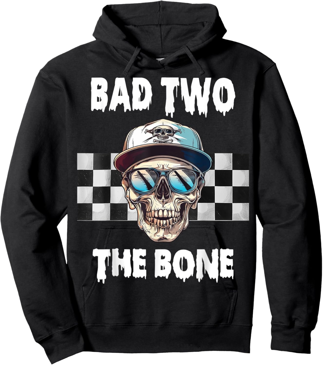 Bad To The Bone Birthday Halloween Skeleton Boy Toddler Hoodie - Hoodie | Black
