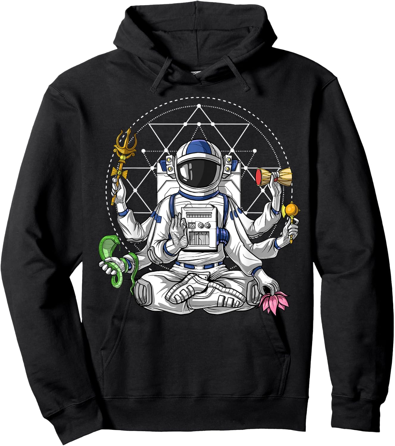 Psychedelic Astronaut Shiva Hindu God Spiritual Meditation Hoodie - Hoodie | Black