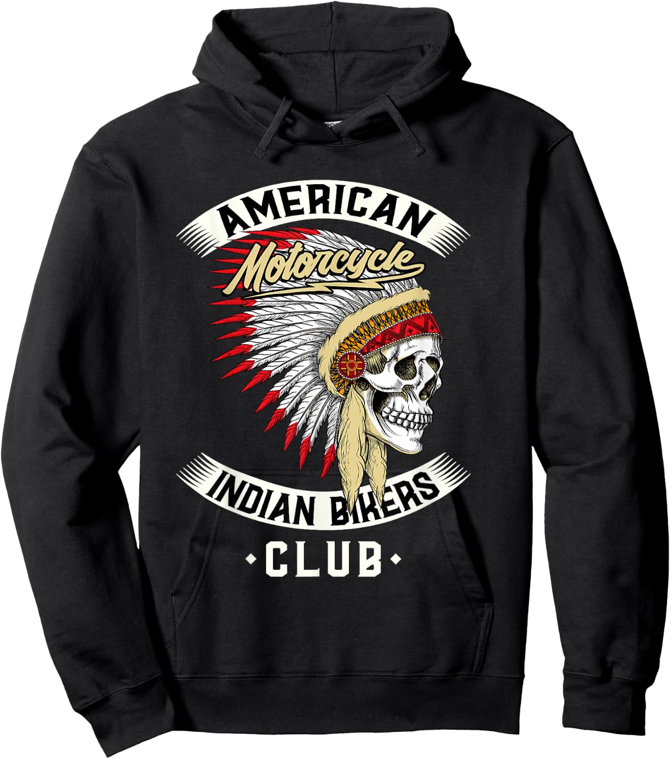 American Motorcycle Indian Bikers Club - Chopper Biker Hoodie - Hoodie | Black
