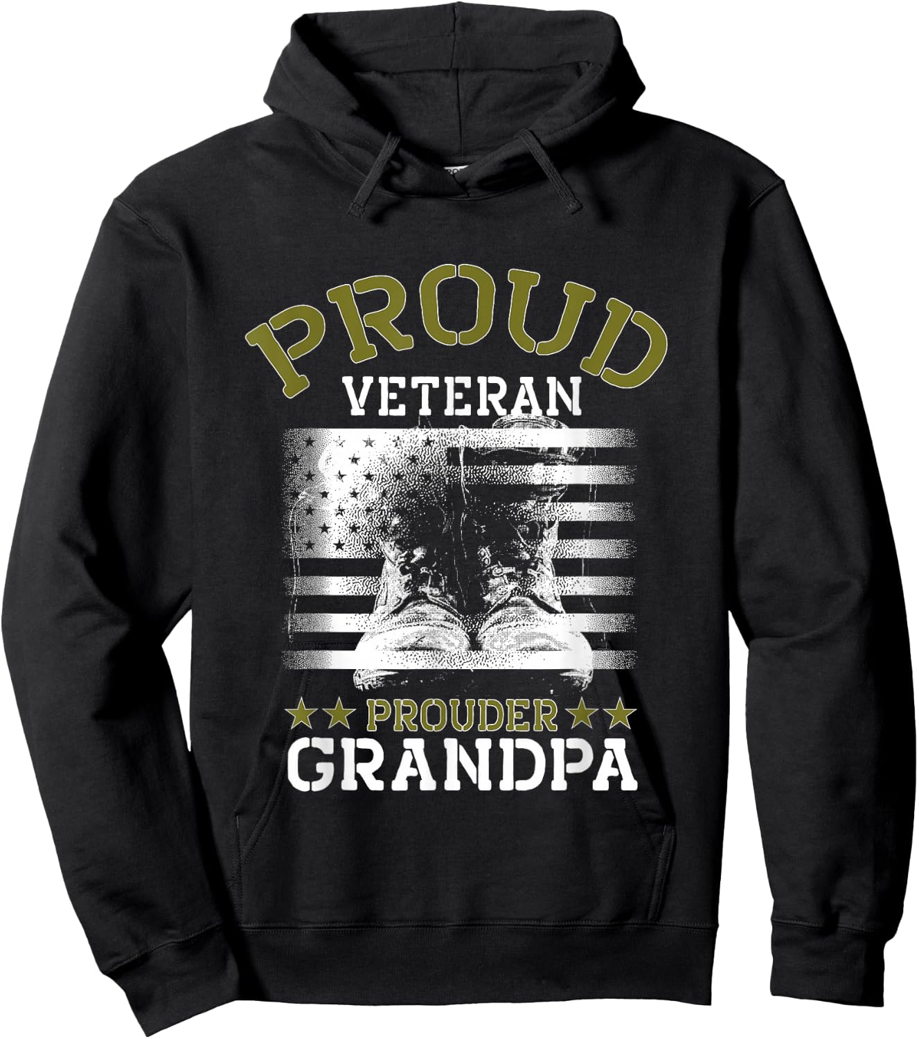 Grandpa Proud Veteran - Grandpa Veteran Grandfather Gift Hoodie - Hoodie | Black