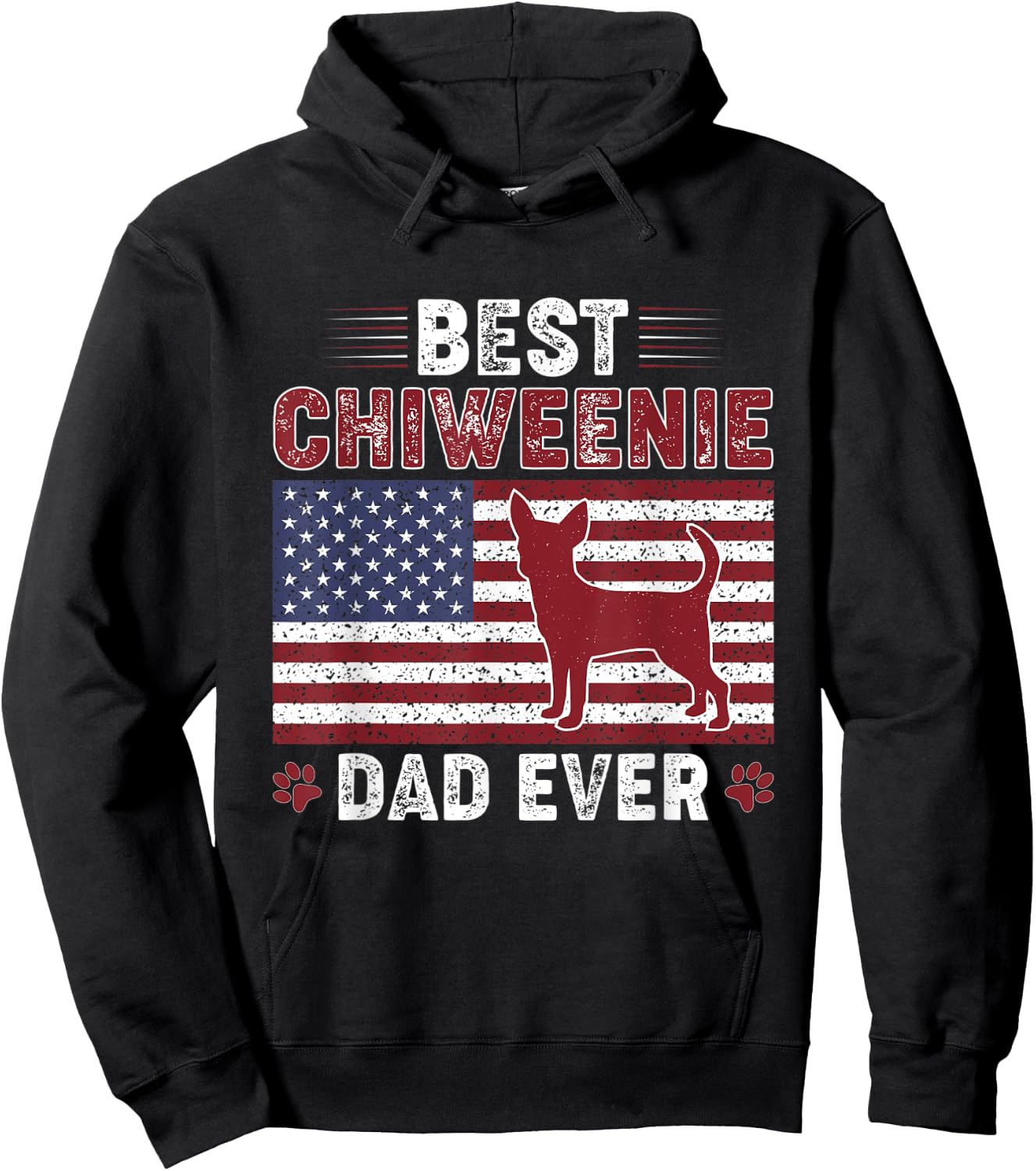 Best CHIWEENIE Dad Ever American flag Dog Dad Hoodie - Hoodie | Black