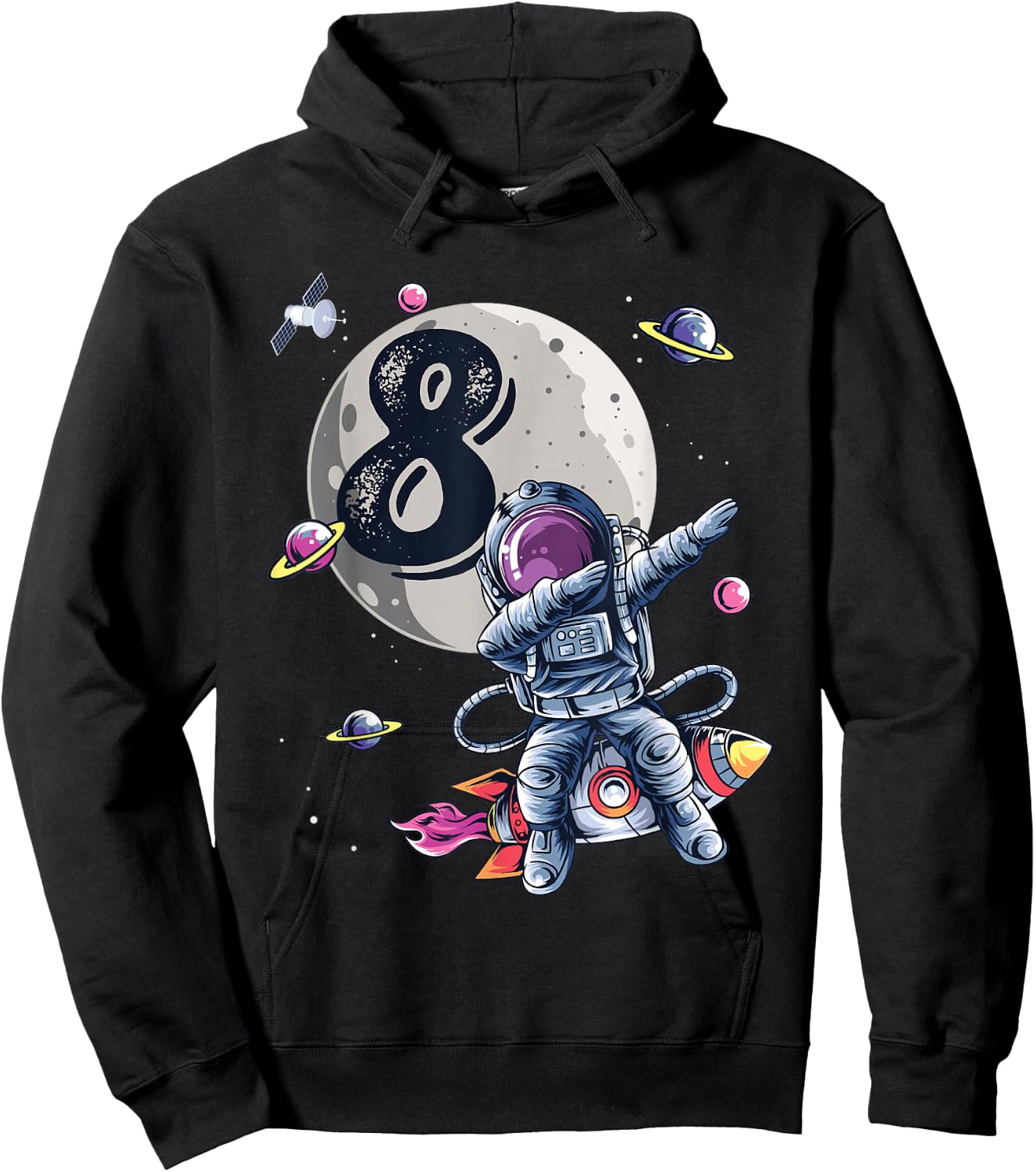 8 Years Old Birthday Boy Astronaut Gifts Space 8th B-Day Hoodie - Hoodie | Black