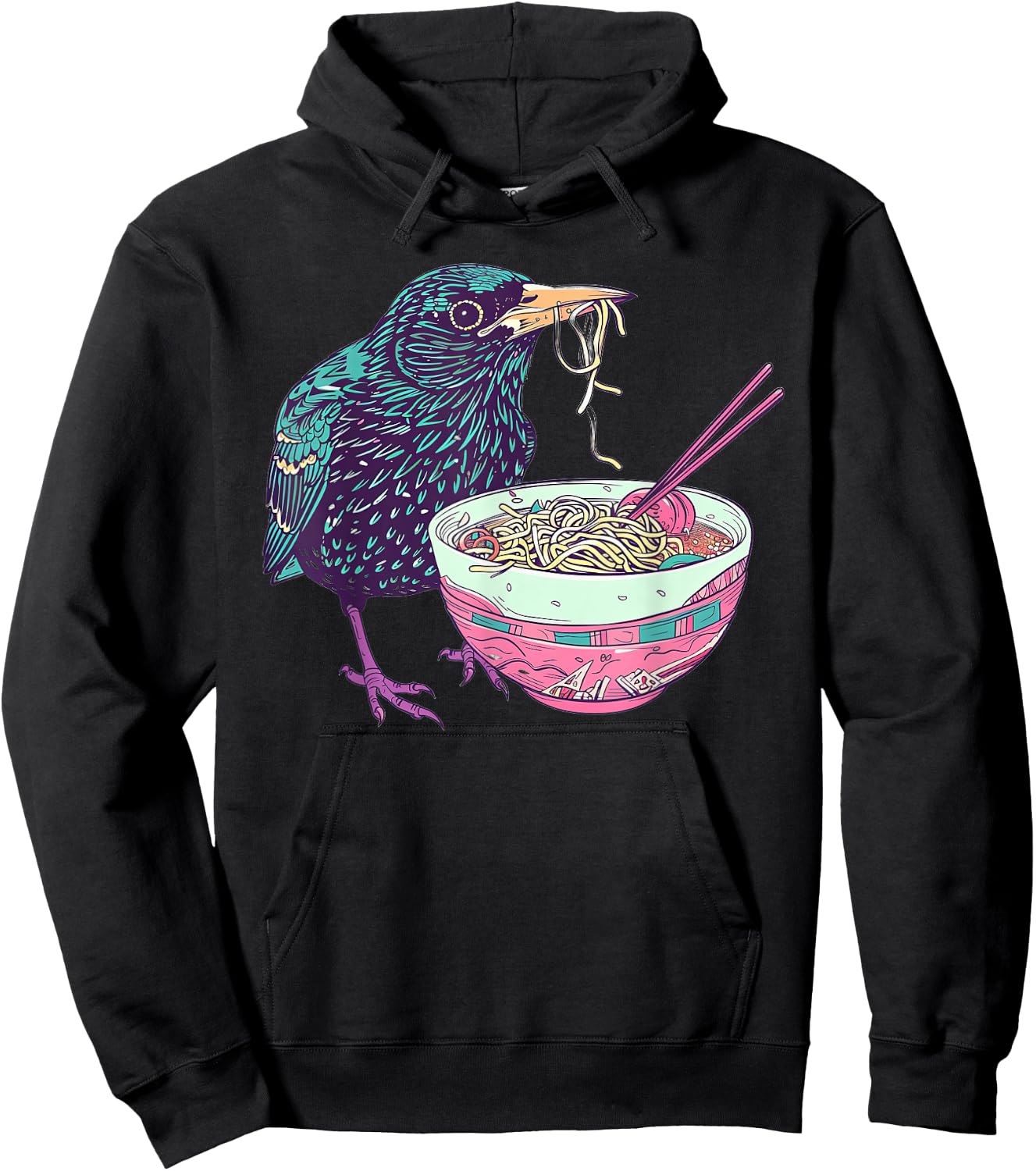 Starling Eating Ramen Hoodie - Hoodie | Black