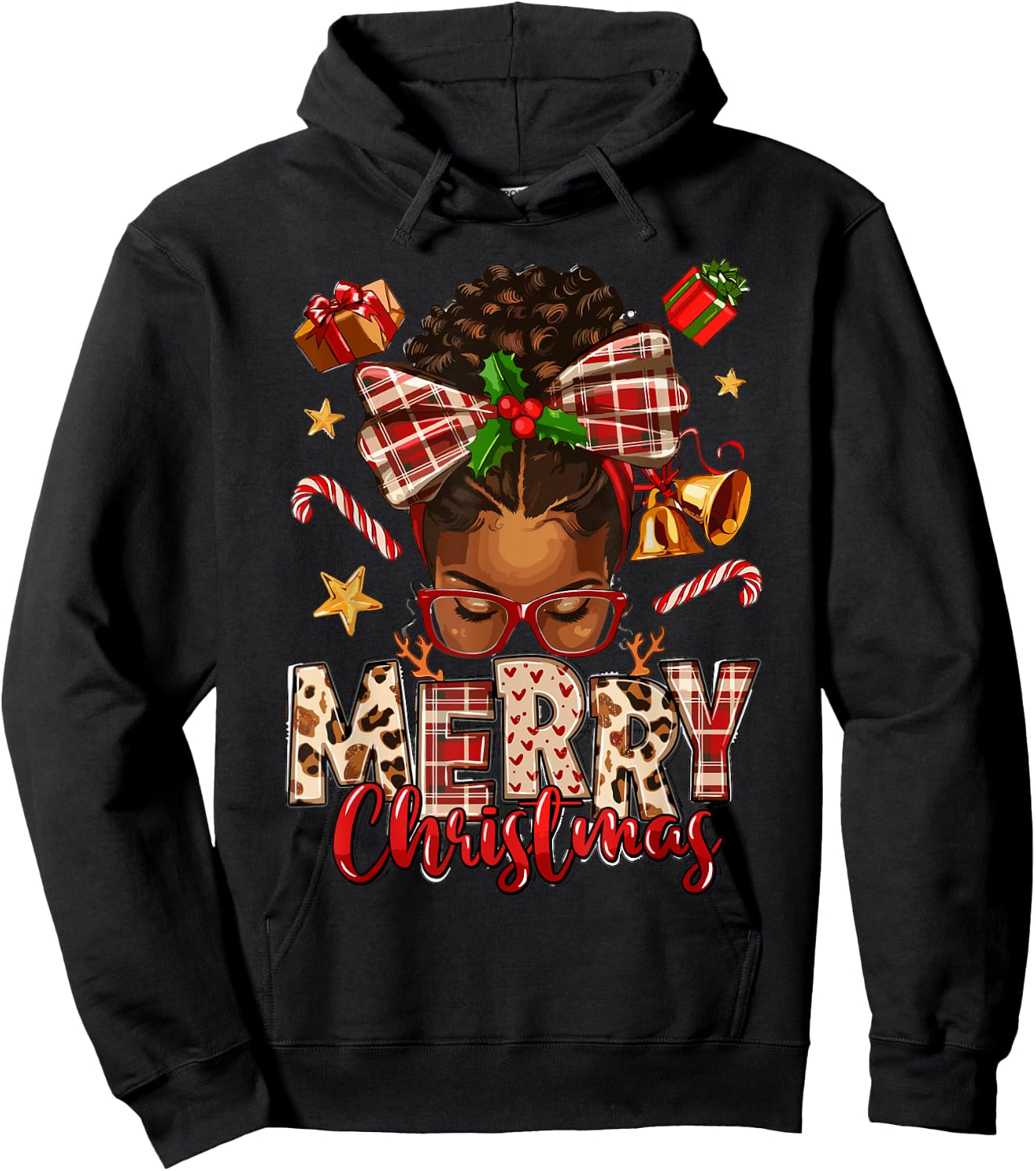 African American Christmas African Black Women Mom Xmas Hoodie - Hoodie | Black