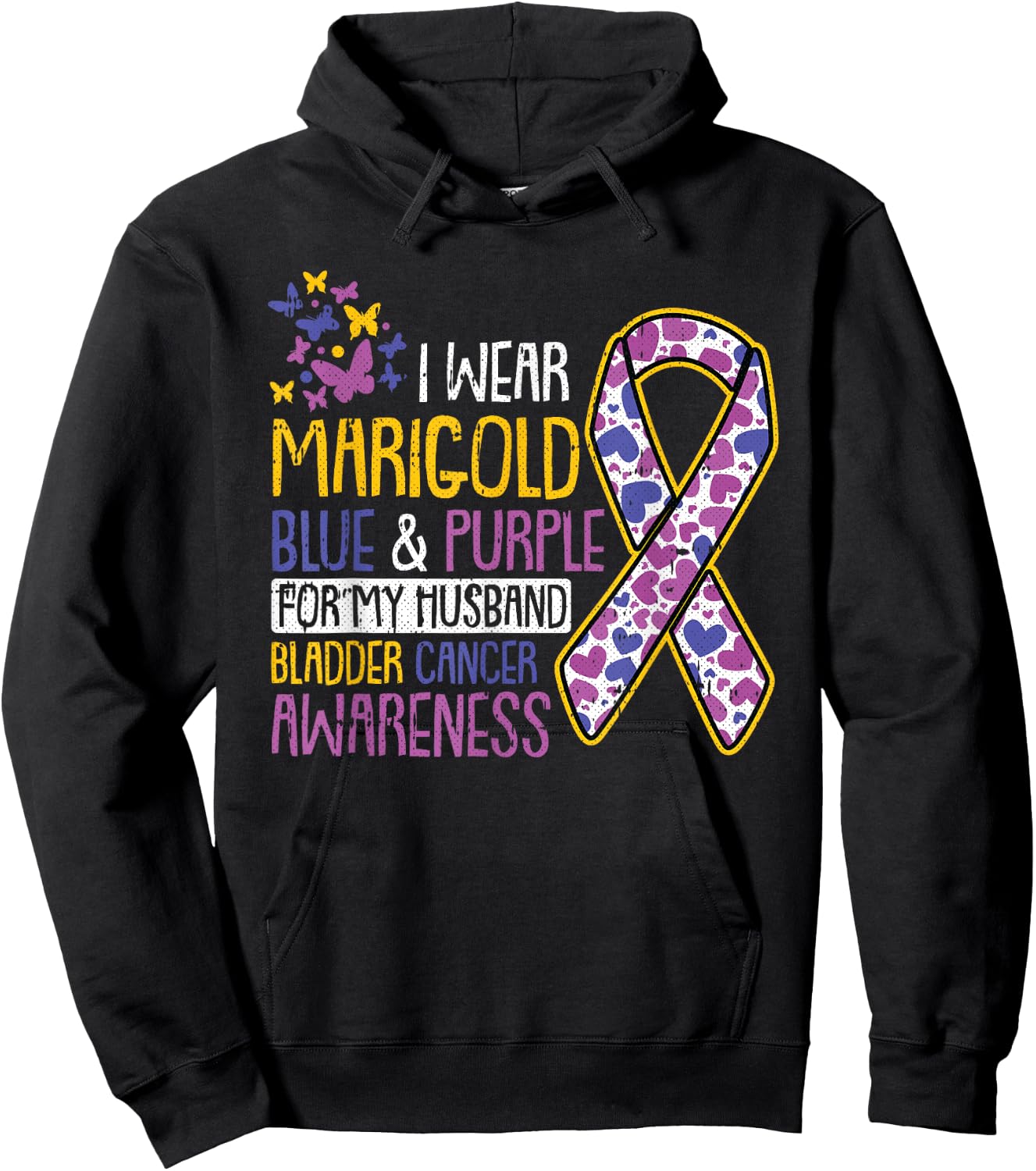 For My Husband Bladder Cancer Awareness Ribbon Warrior Dad Hoodie - Hoodie | Black