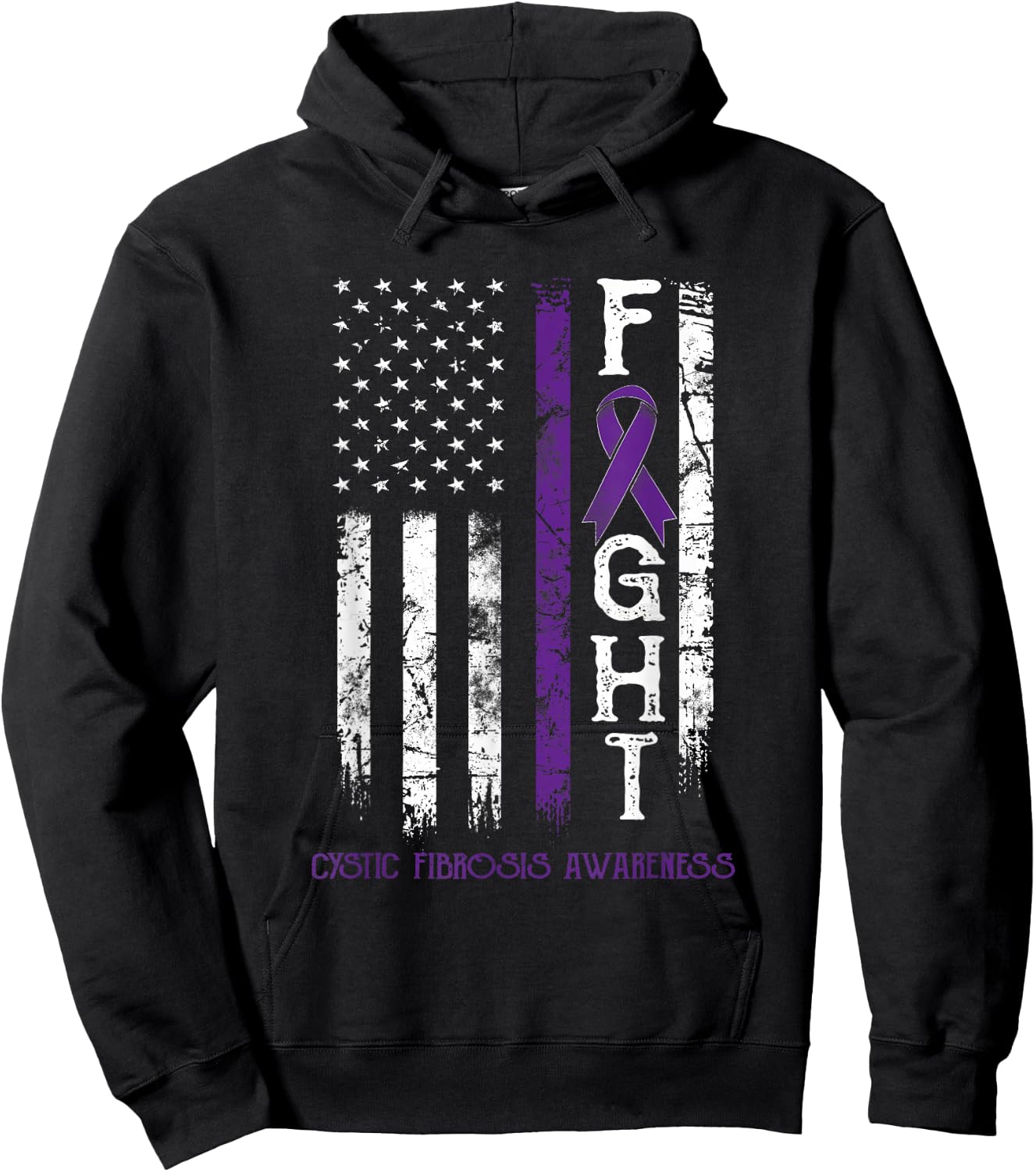Cystic Fibrosis Warrior US Flag Hoodie - Hoodie | Black