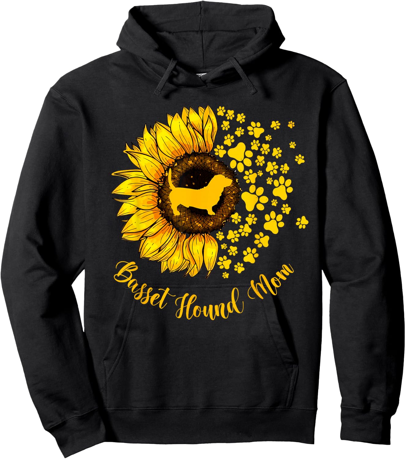 Sunflower Basset Hound Mom Dog Lover Mother's Day Hoodie - Hoodie | Black