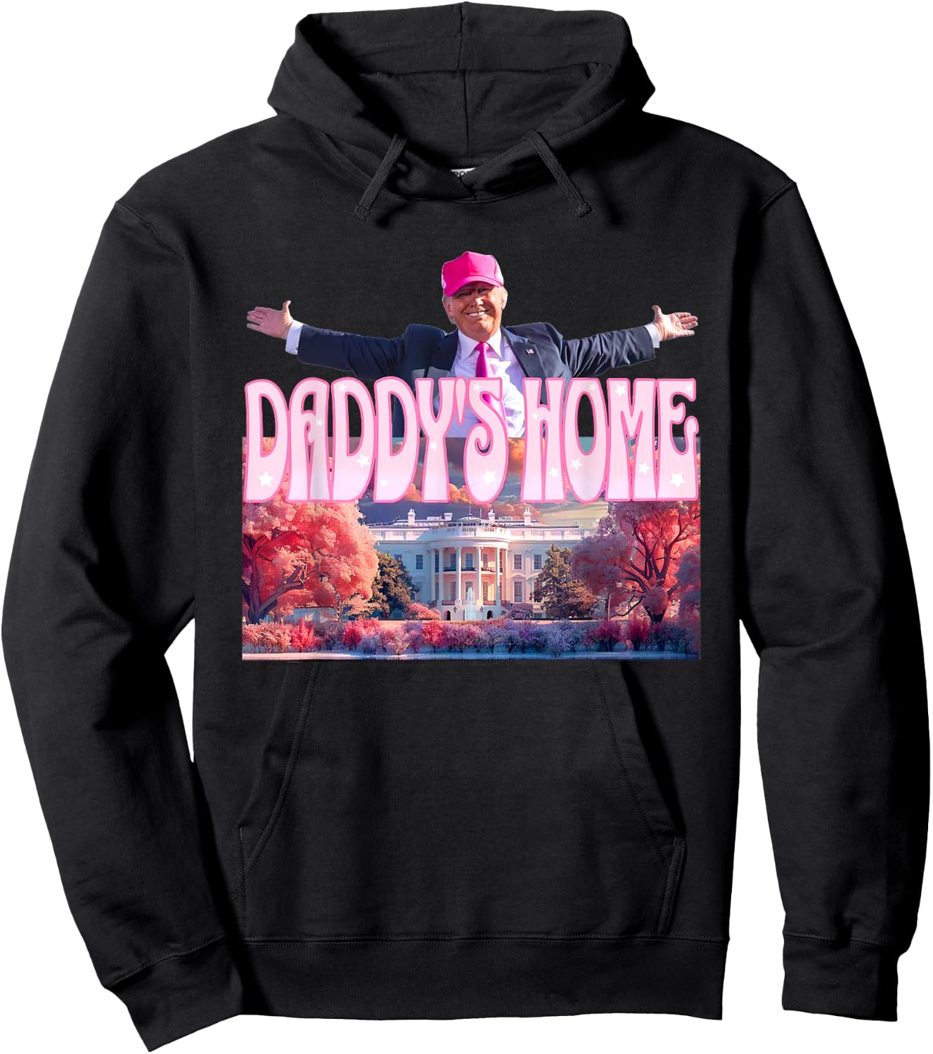 Trump 2024 Daddys Home Funny Trump Pink Take America Back Hoodie - Hoodie | Black