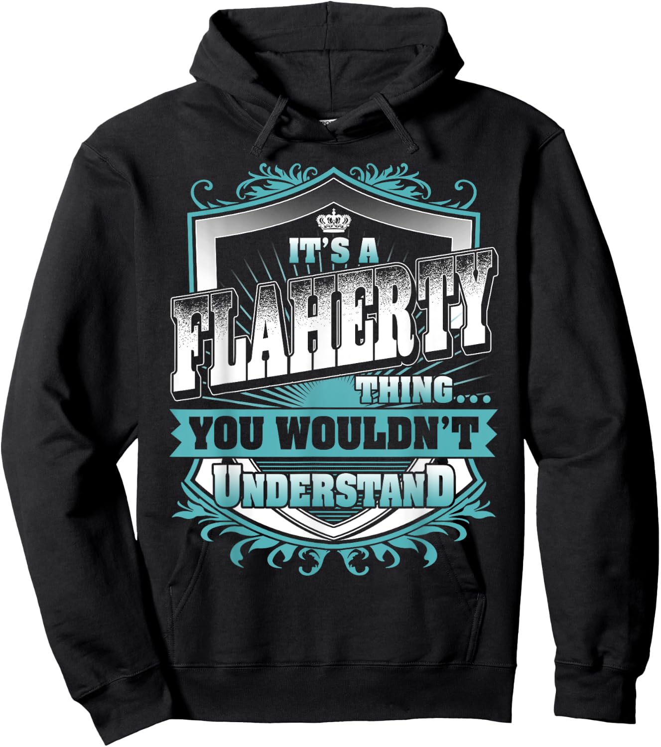 Vintage Classic FLAHERTY Family Apparels -Adult Black Small Hoodie - Hoodie | Black