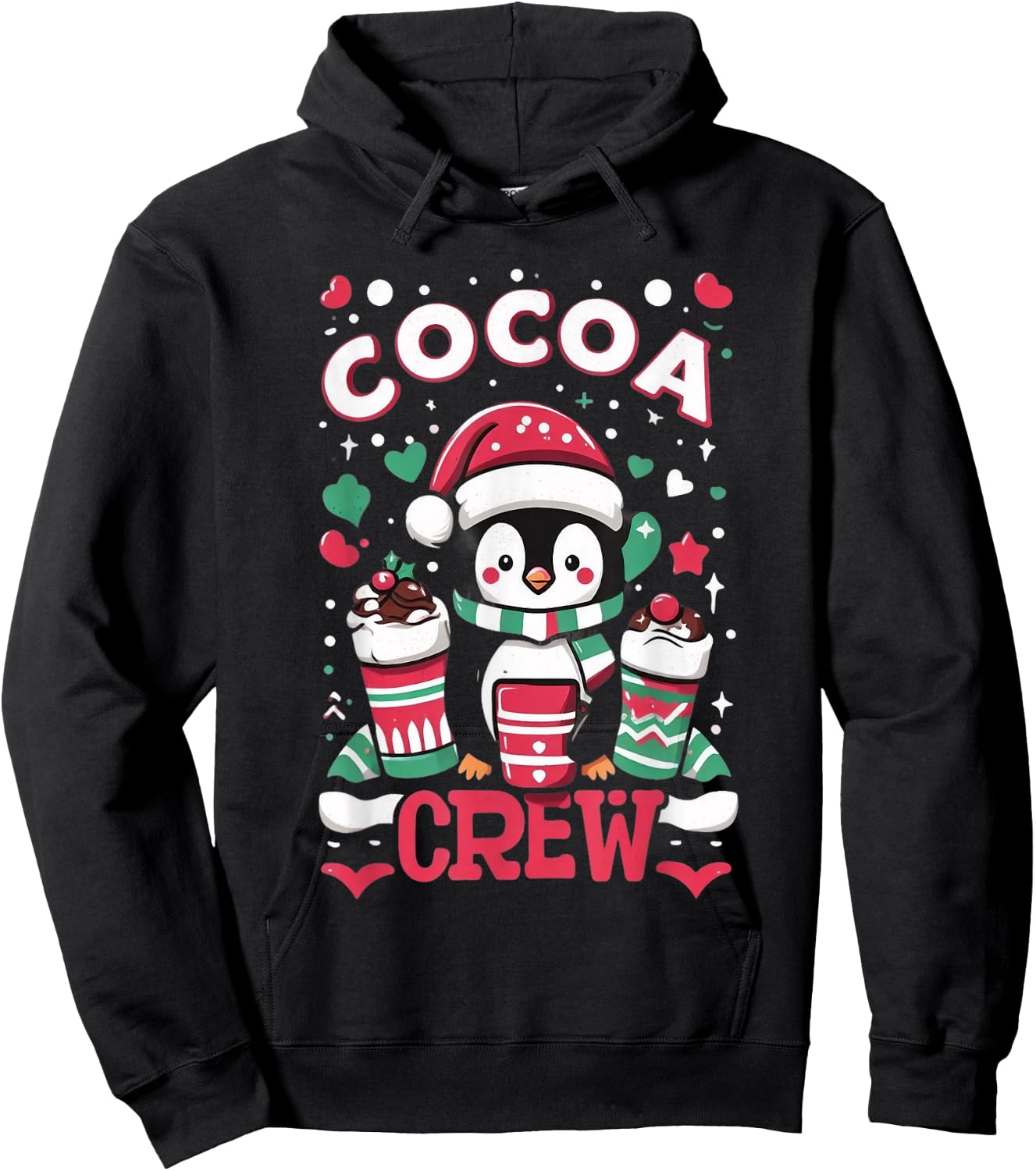 Cocoa Crew - Cozy Winter Hot Chocolate Lover Hoodie - Hoodie | Black