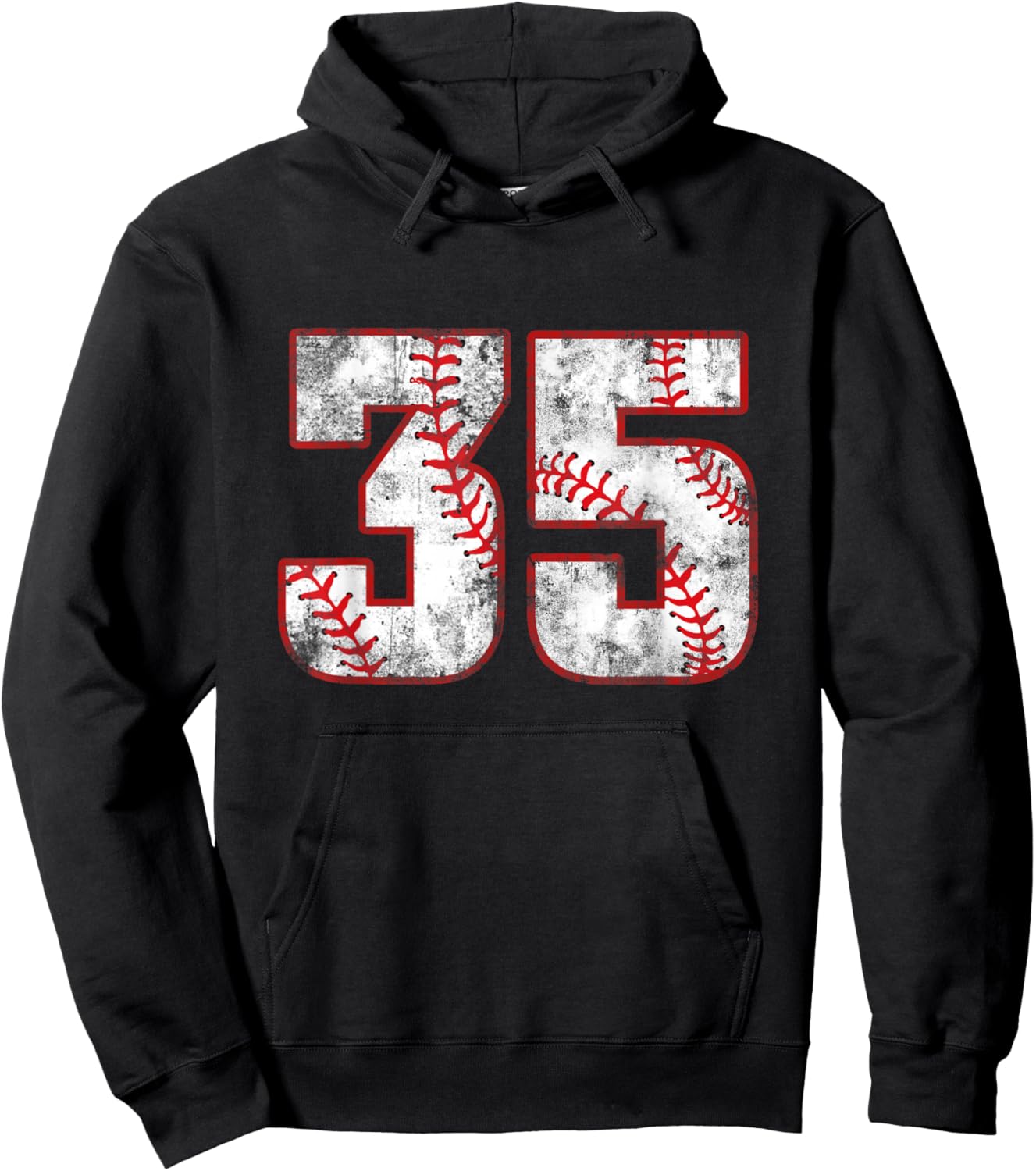 Vintage Baseball 35 Jersey Number Hoodie - Hoodie | Black