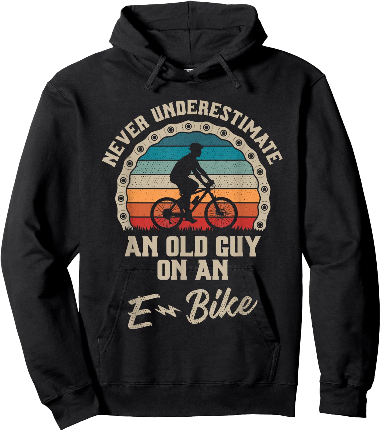 Never Underestimate an Old Guy On an E-Bike Biking Hoodie - Hoodie | Black