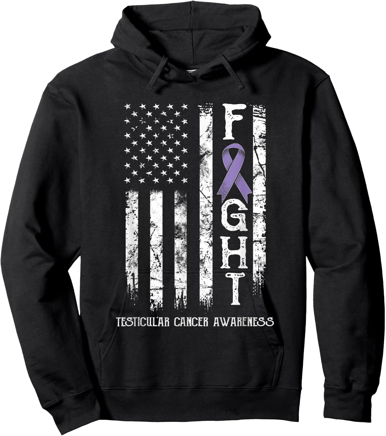 Testicular Cancer Warrior US Flag Hoodie - Hoodie | Black