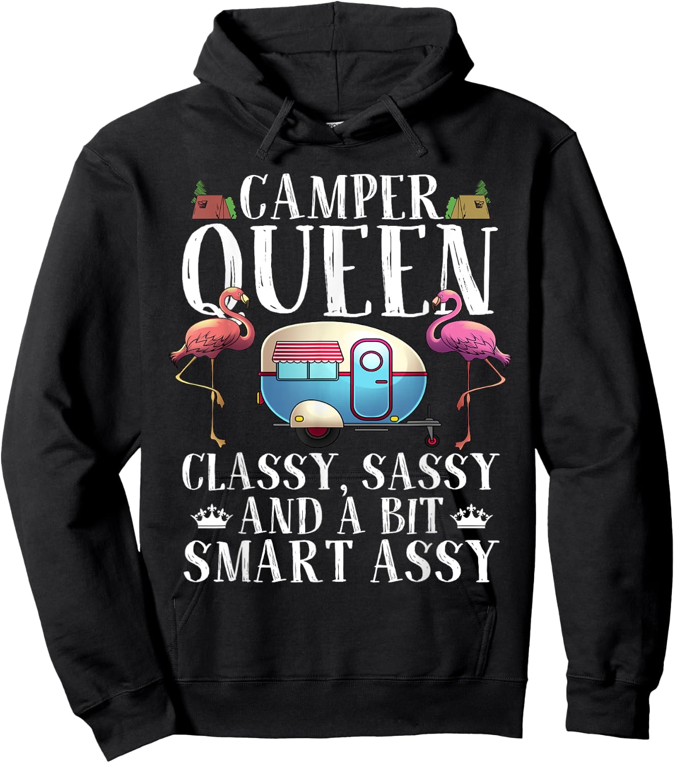 Funny Camper Queen Sassy Gift RV Camping Lovers Hoodie - Hoodie | Black