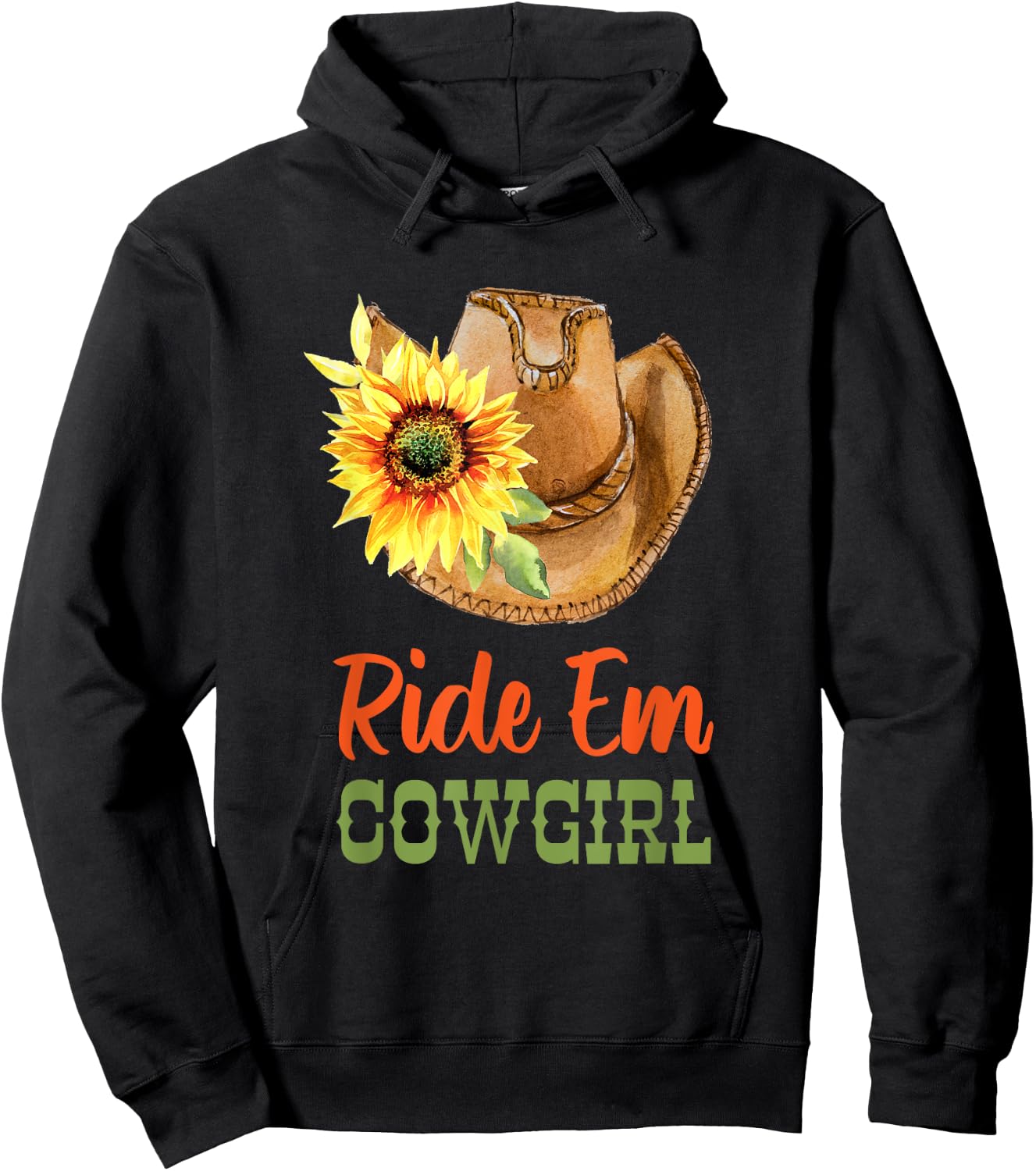 Country Cowgirl Hat - Ride Em Cowgirl Hoodie - Hoodie | Black