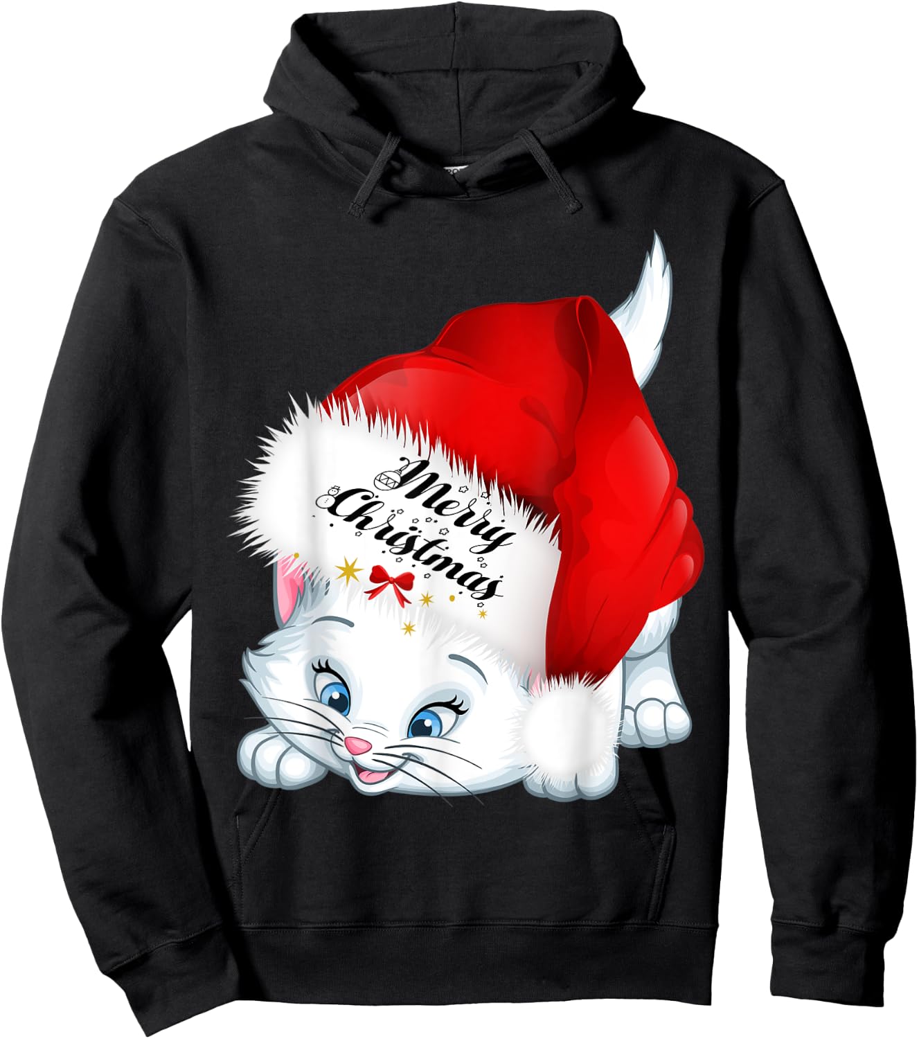 Christmas Gifts Cat Lover Bow Tie Kitten Merry Christmas Cat Women Kids Hoodie - Hoodie | Black