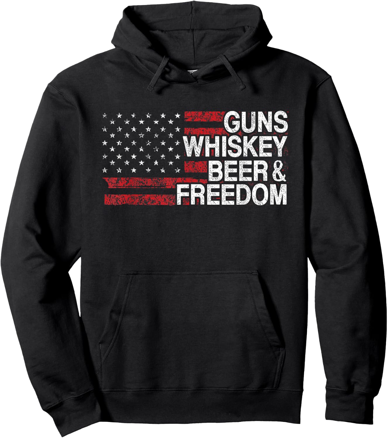 Guns Whiskey Beer And Freedom Veteran US Flag 4th Of July Hoodie - Hoodie | Black