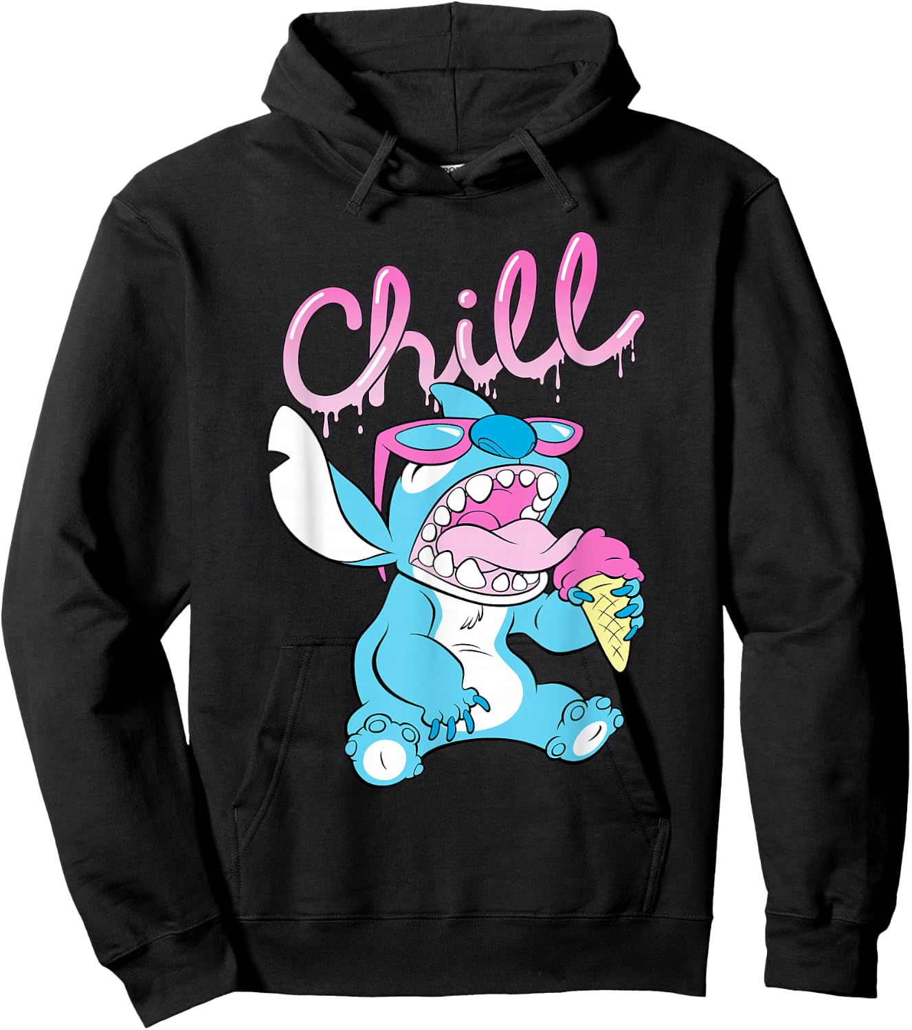 Disney Lilo and Stitch Neon Ice Cream Chill Drip Hoodie - Hoodie | Black