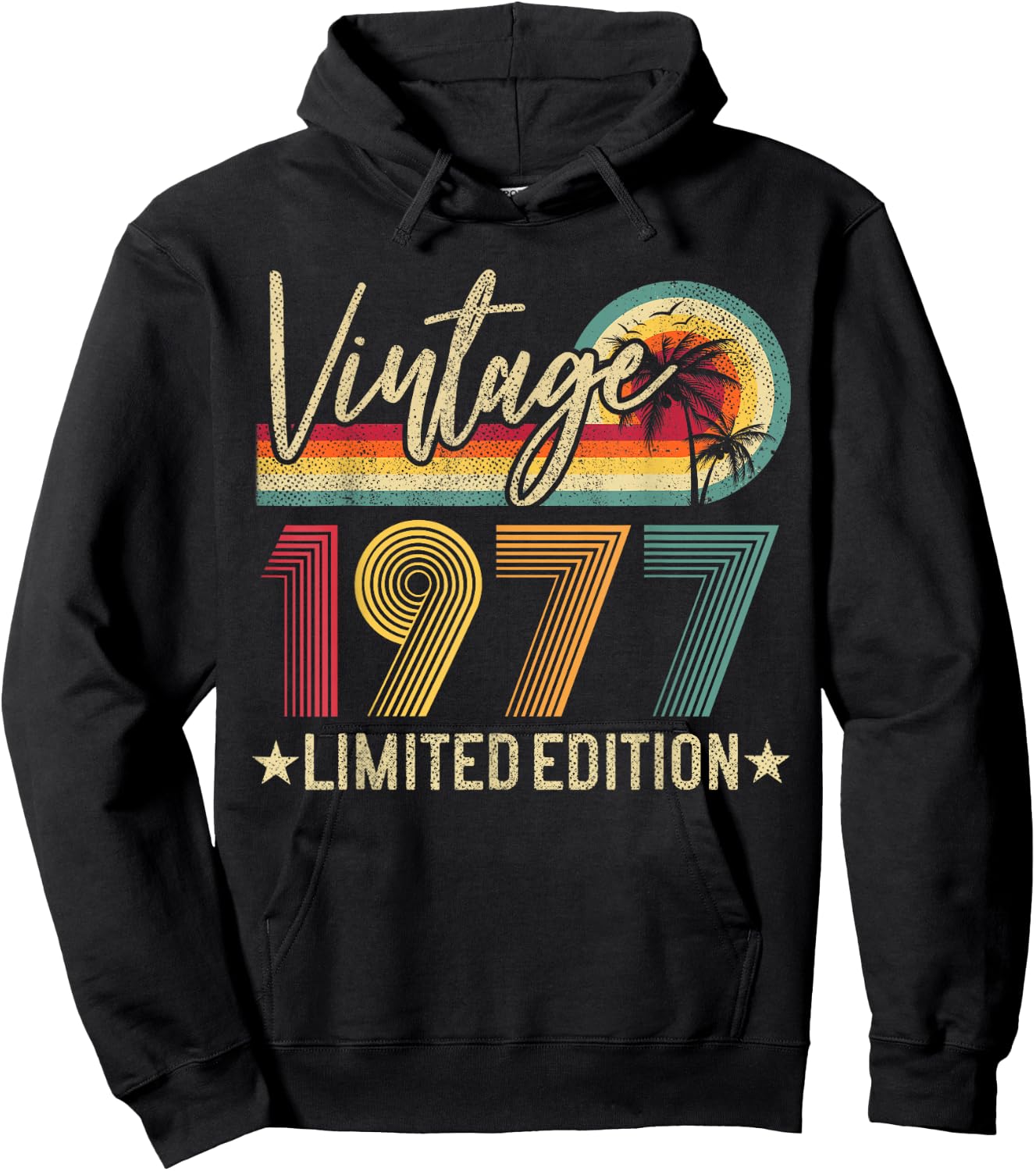 48th Birthday Vintage 1977 Men Women 48 Years Old Retro Hoodie - Hoodie | Black