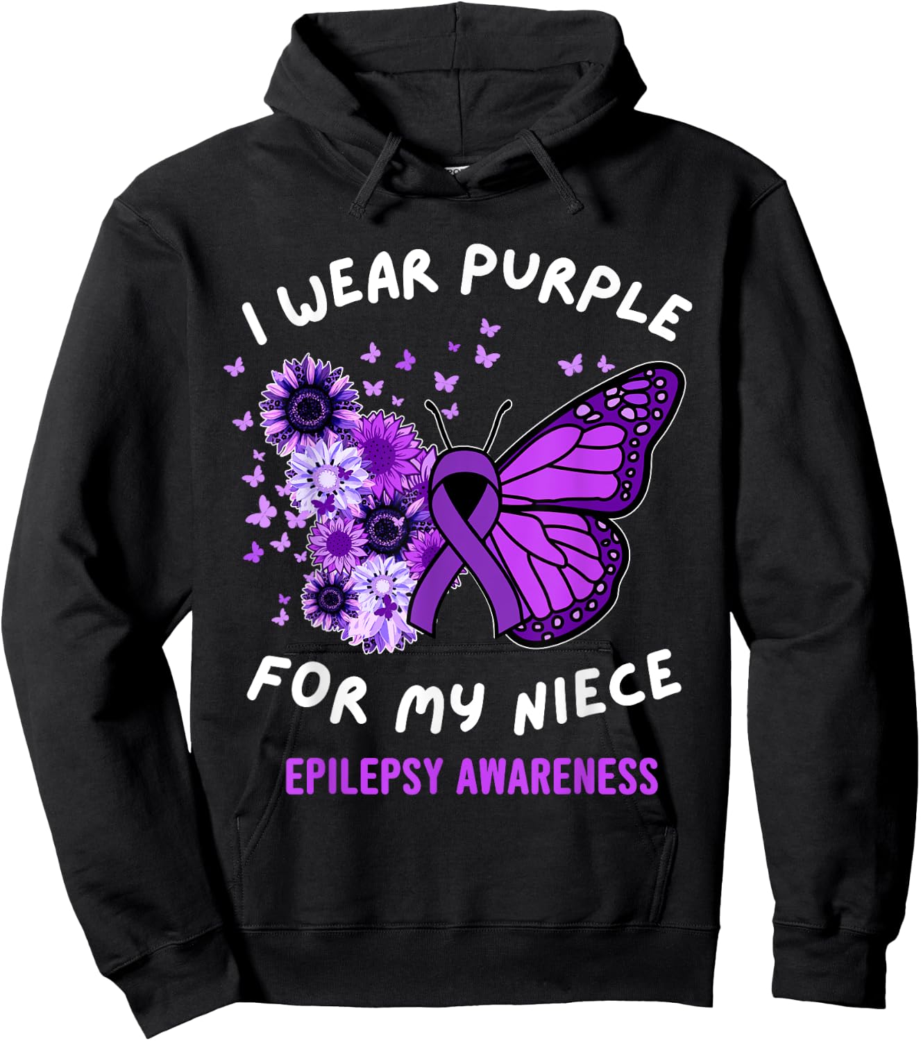 I Wear Purple For My Niece Epilepsy Awareness November Women Hoodie - Hoodie | Black