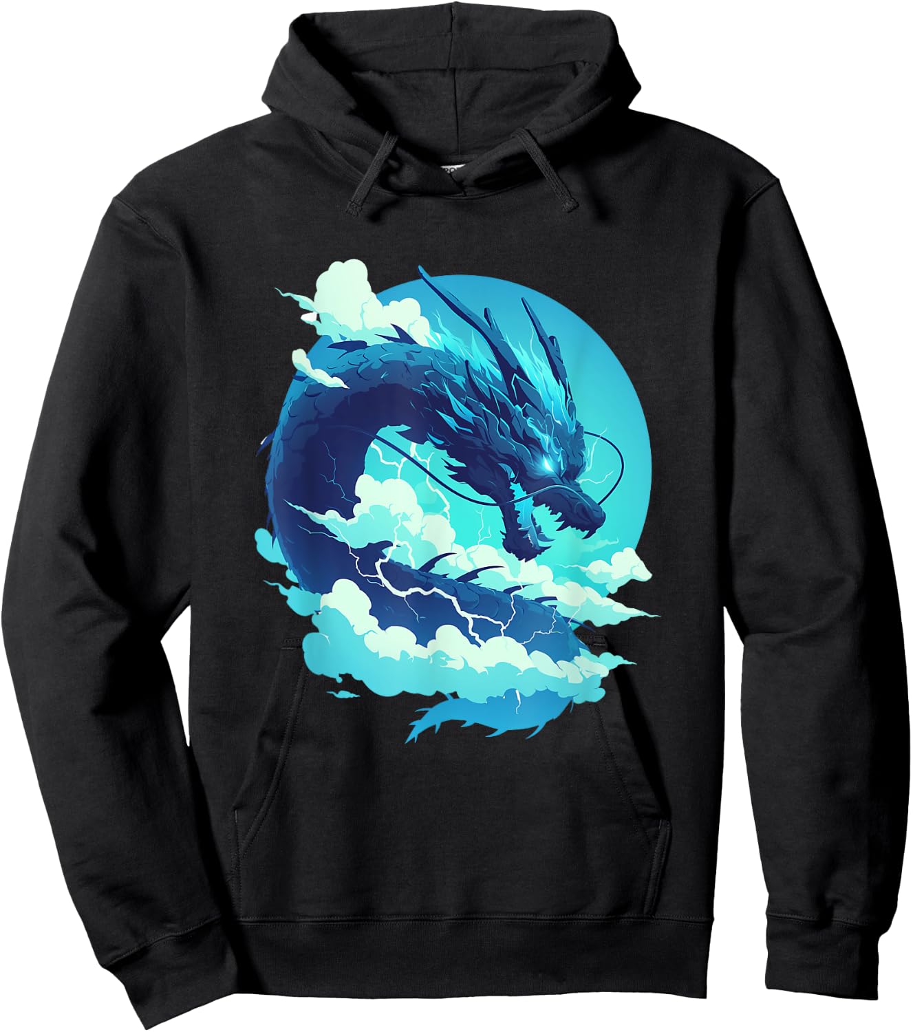 Sky Serpent: Blue Dragon of the Upper Realm Hoodie - Hoodie | Black