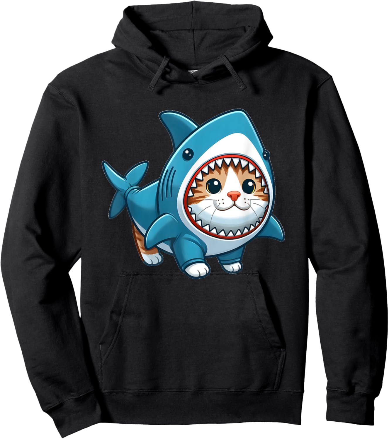 Cat in Shark Costume Men Women Kids Hoodie - Hoodie | Black