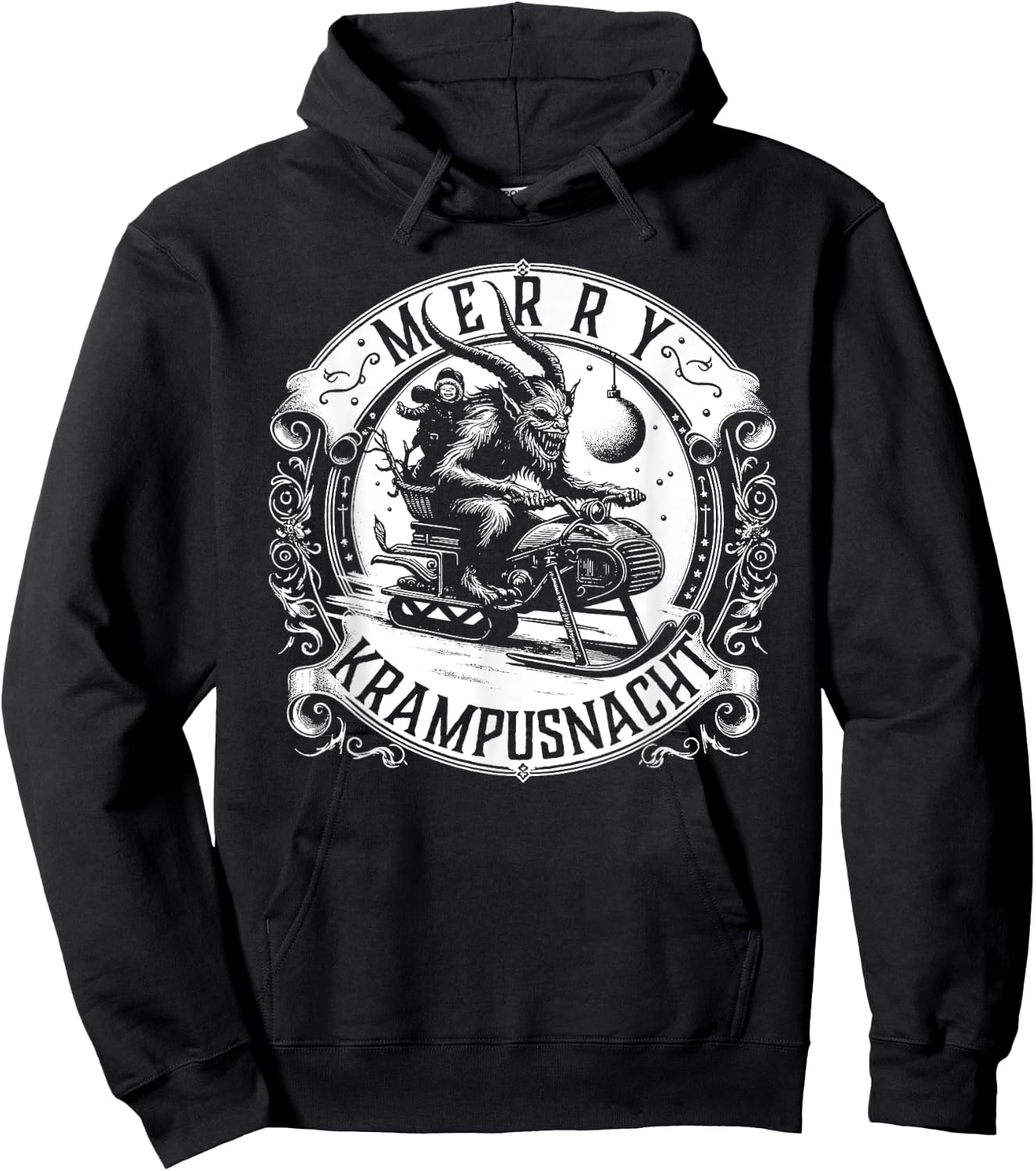 Krampusnacht Krampus on a Snowmobile Hoodie - Hoodie | Black