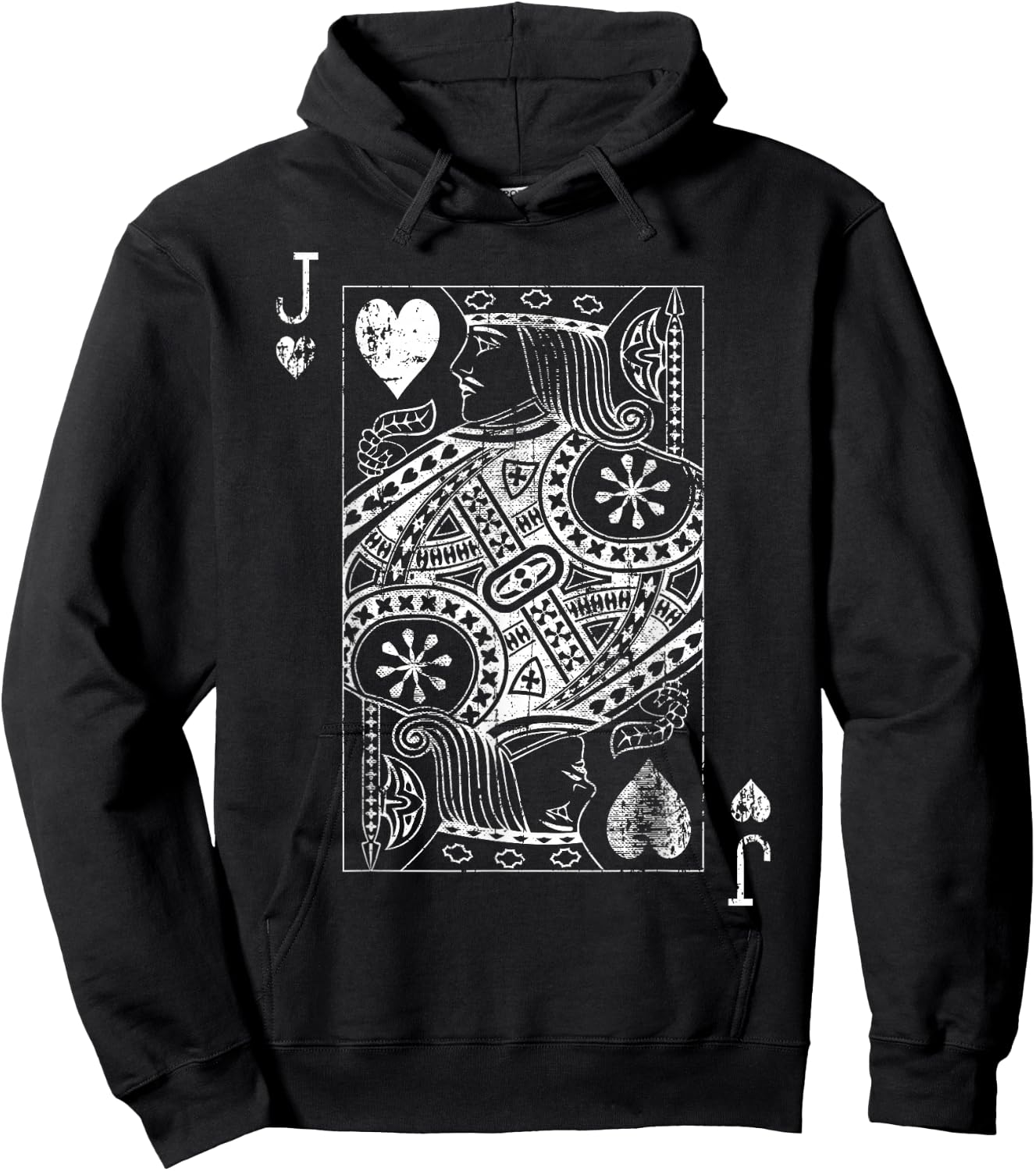 Jack Of Hearts Vintage Card Hoodie - Hoodie | Black