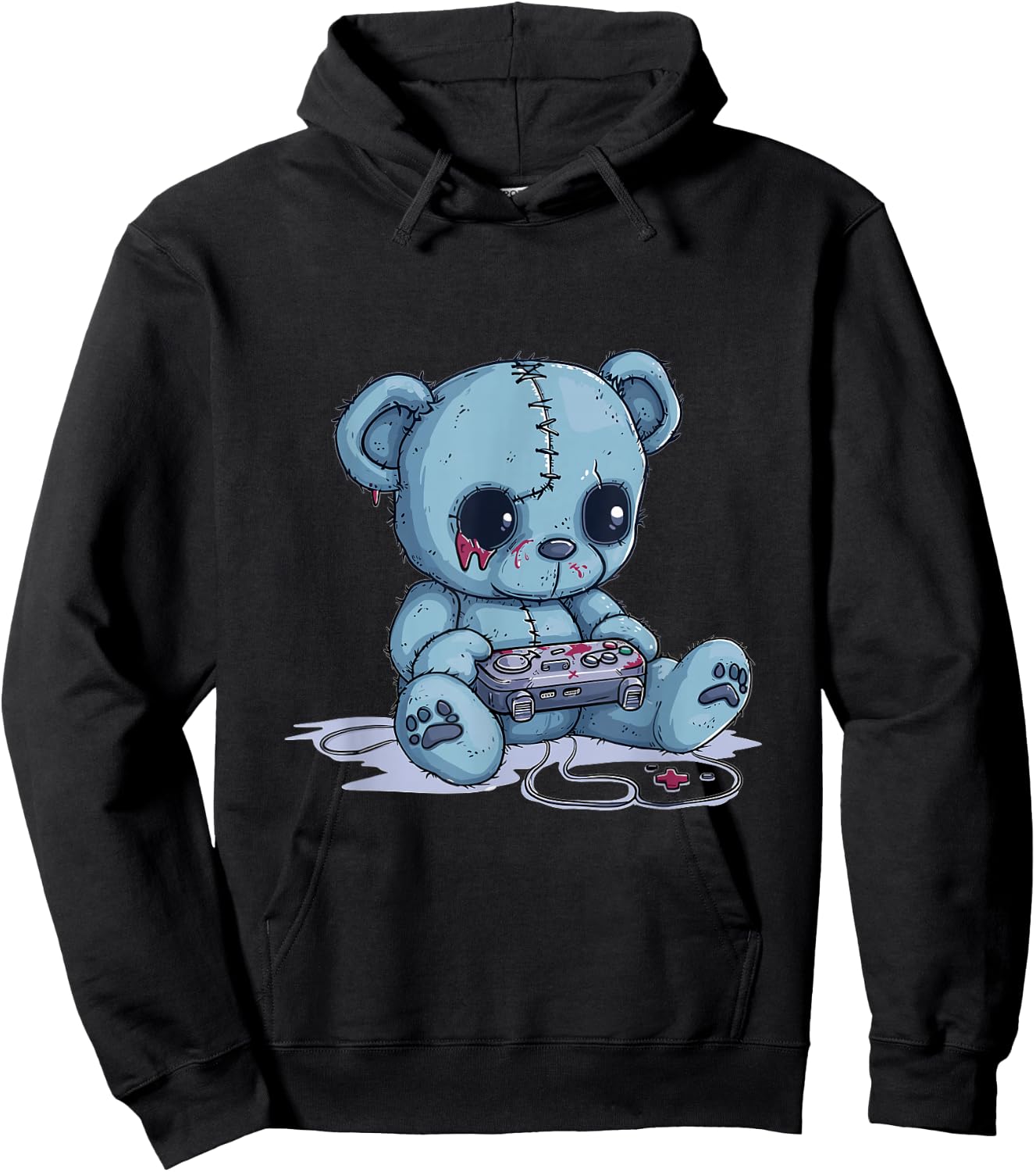 Goth Pastel Cute Creepy Kawaii Gamer Teddy Bear Gaming Hoodie - Hoodie | Black