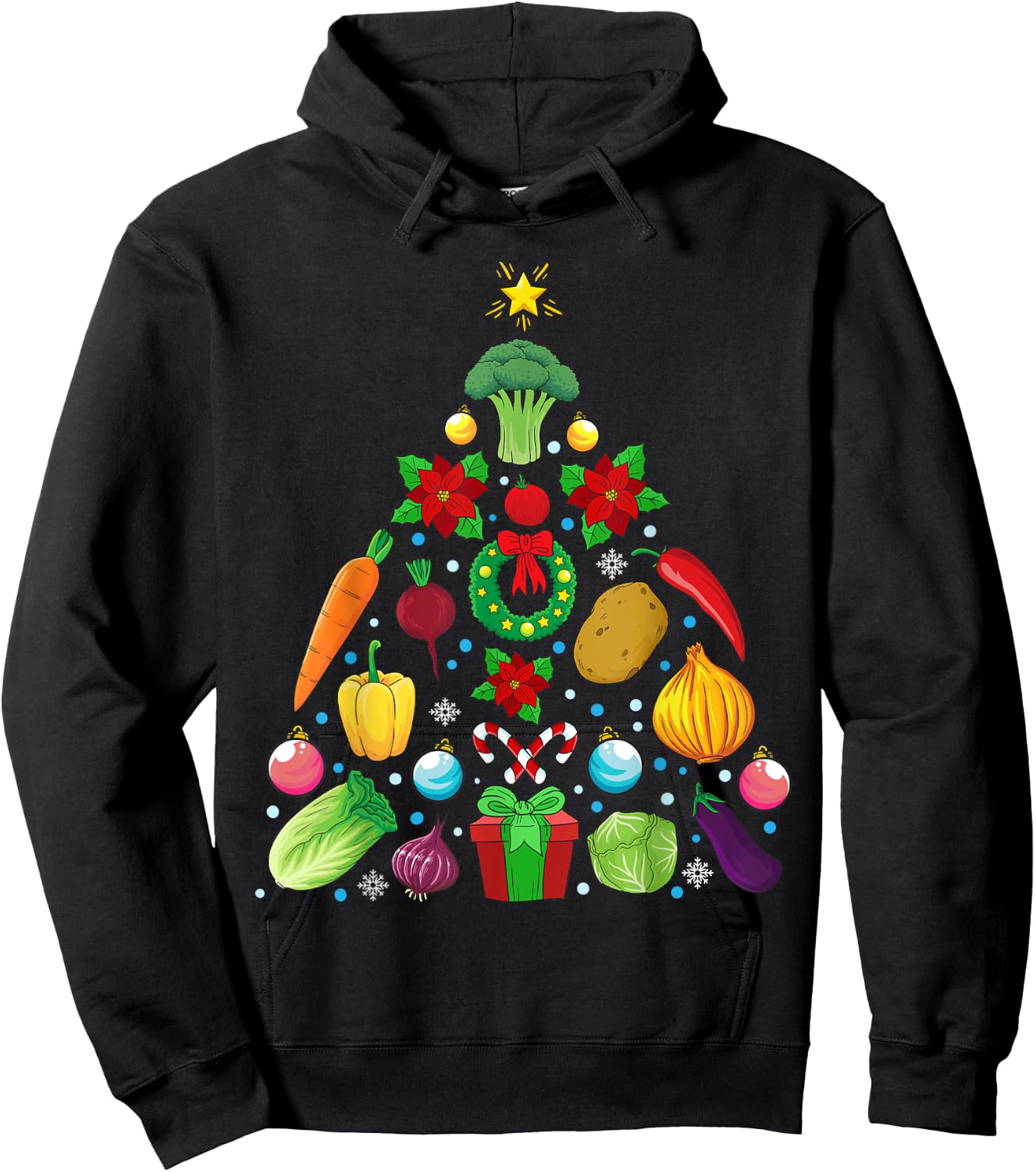 Vegetables Christmas Tree Vegan Gift Hoodie - Hoodie | Black