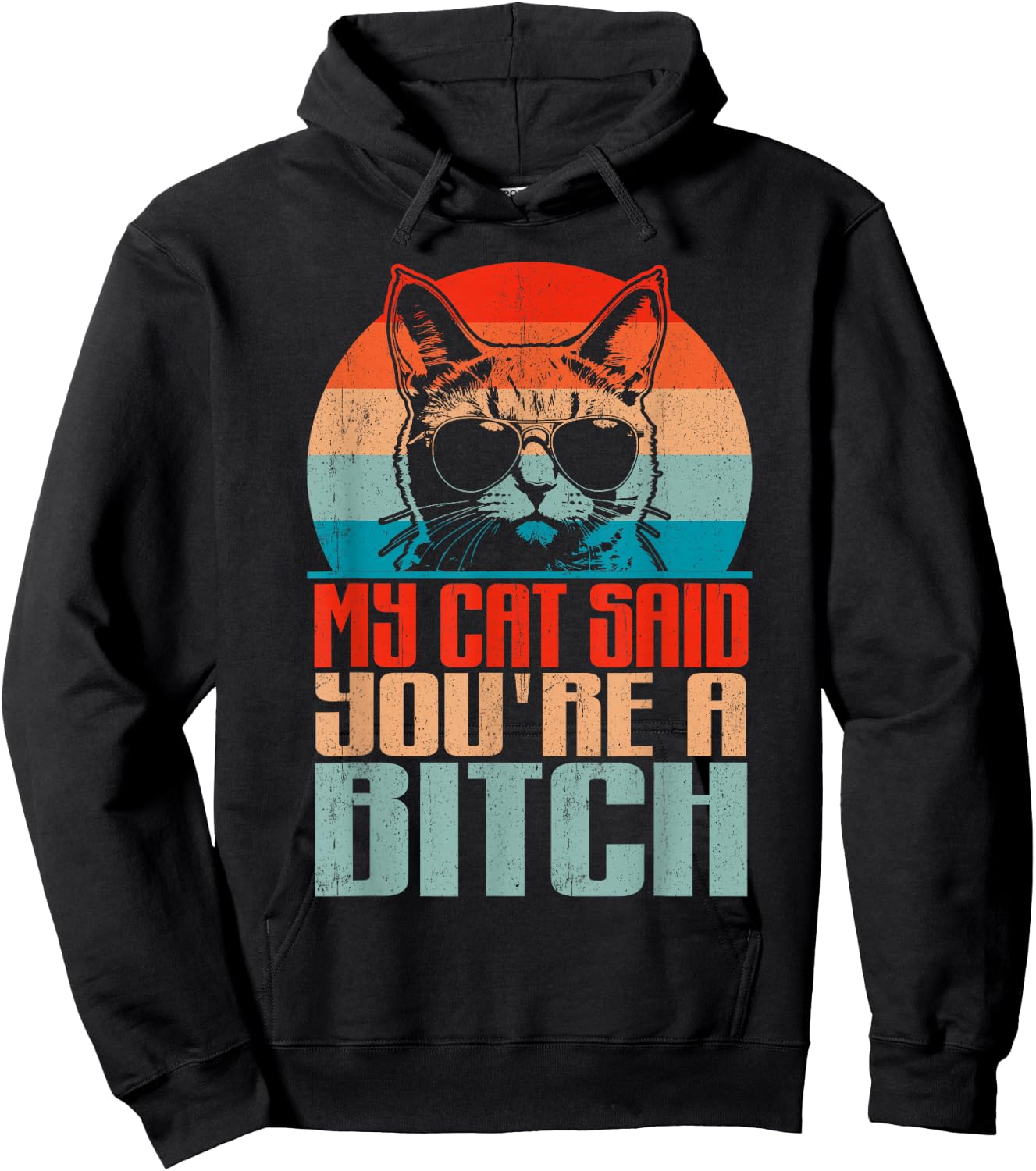 Retro My Cat Said You're a Bitch Funny Cat Lover Sarcastic Hoodie - Hoodie | Black