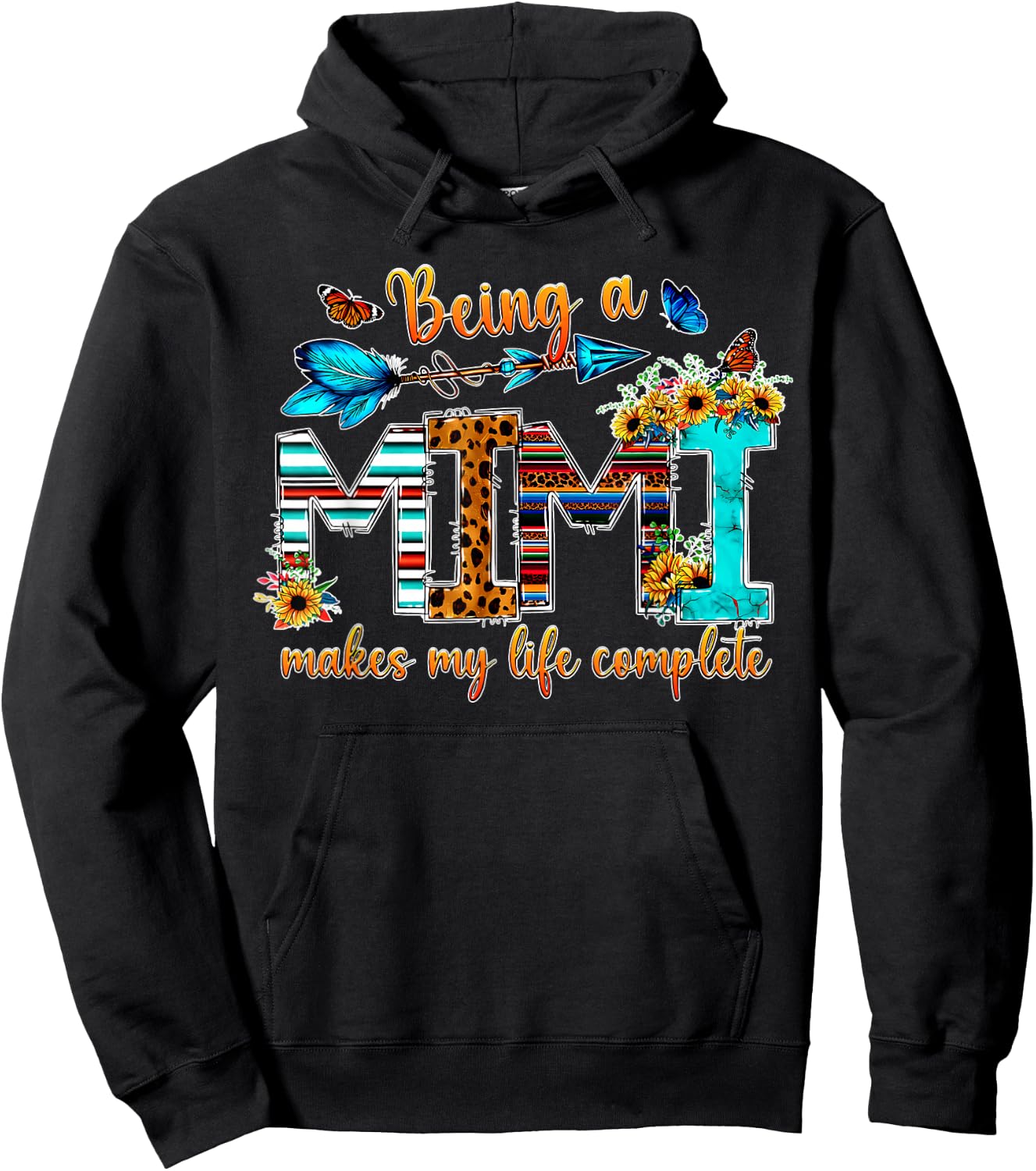 Being A Mimi Makes My Life Complete Butterfly Flowers Hoodie - Hoodie | Black