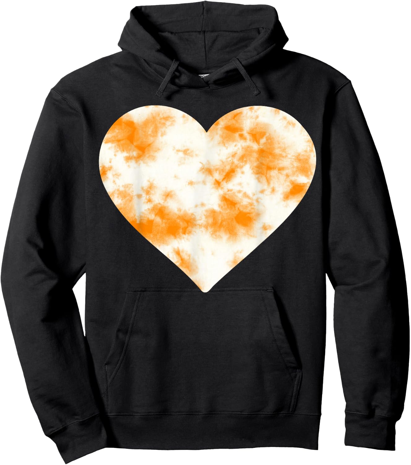 Heart Orange Tie Dye - Cute Valentines Day Graphic Hoodie - Hoodie | Black