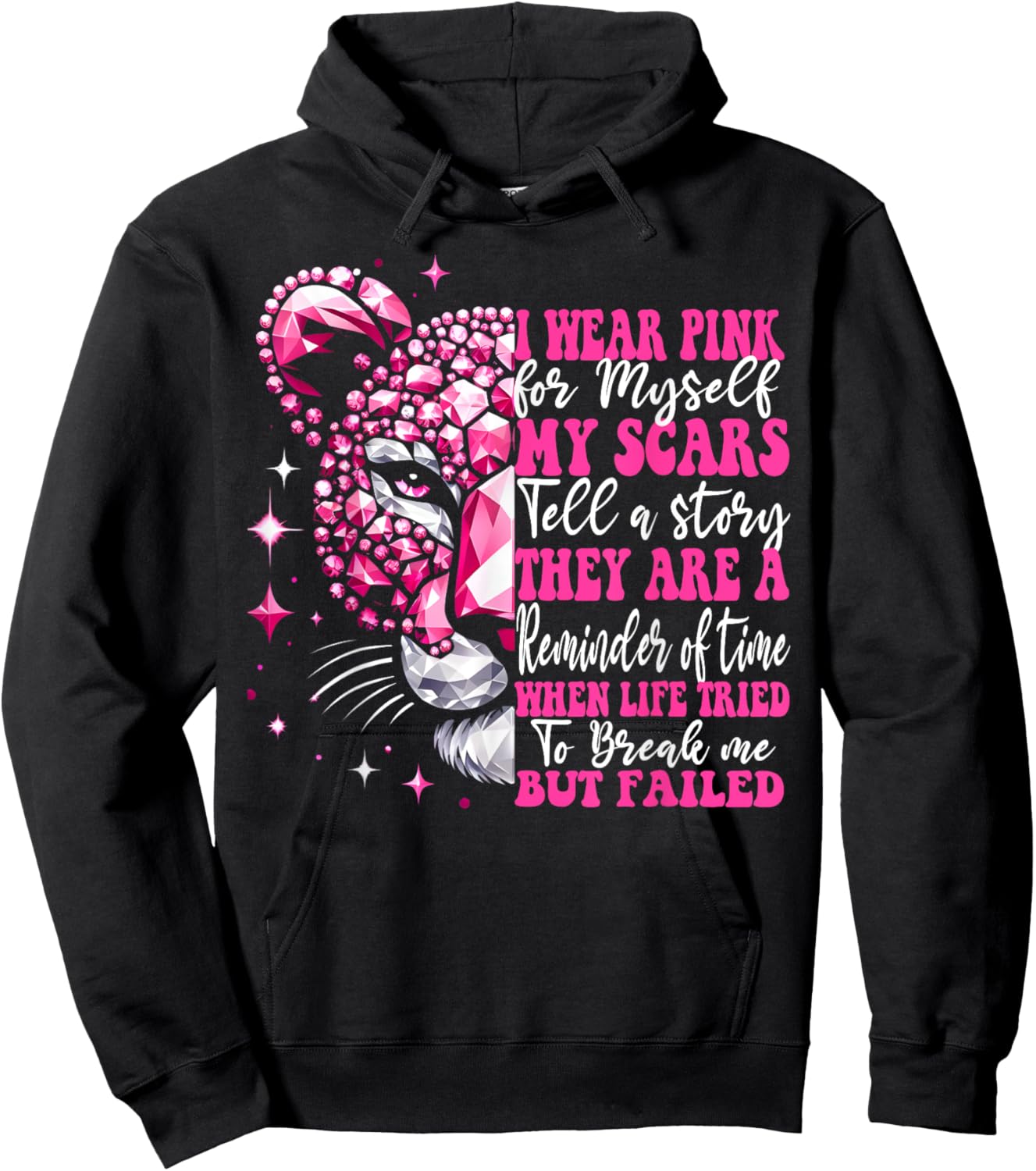 I Wear Pink For Myself My Scars Pink Breast Cancer Survivor Hoodie - Hoodie | Black