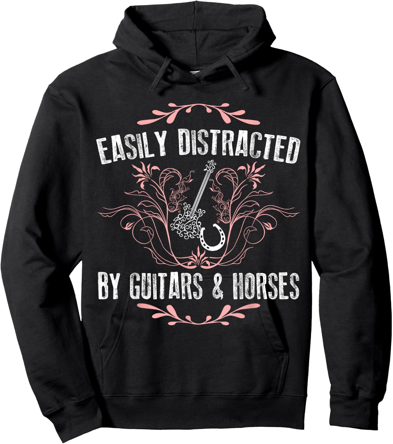 Easily Distracted By Guitars & Horses Riding Outfit Hoodie - Hoodie | Black