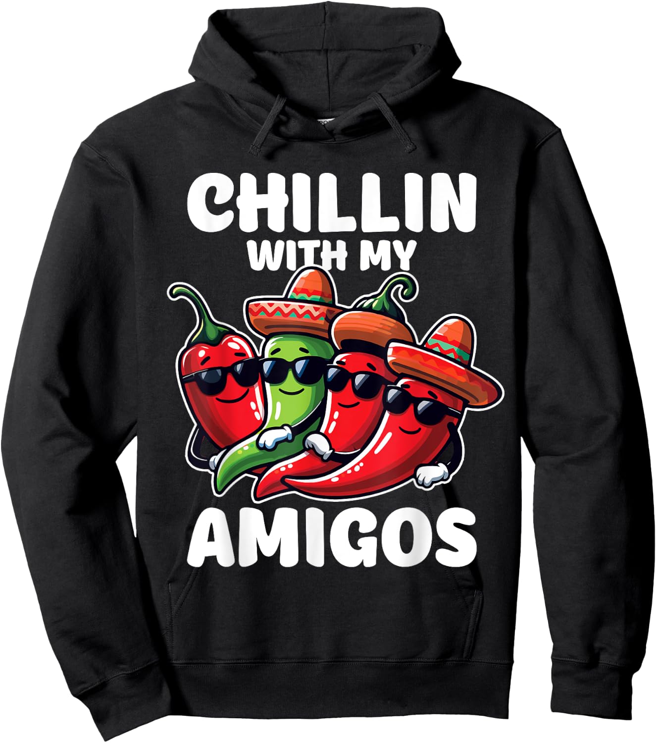 Green And Red Chilli Hot Pepper Cinco de Mayo Funny Chilli Hoodie - Hoodie | Black