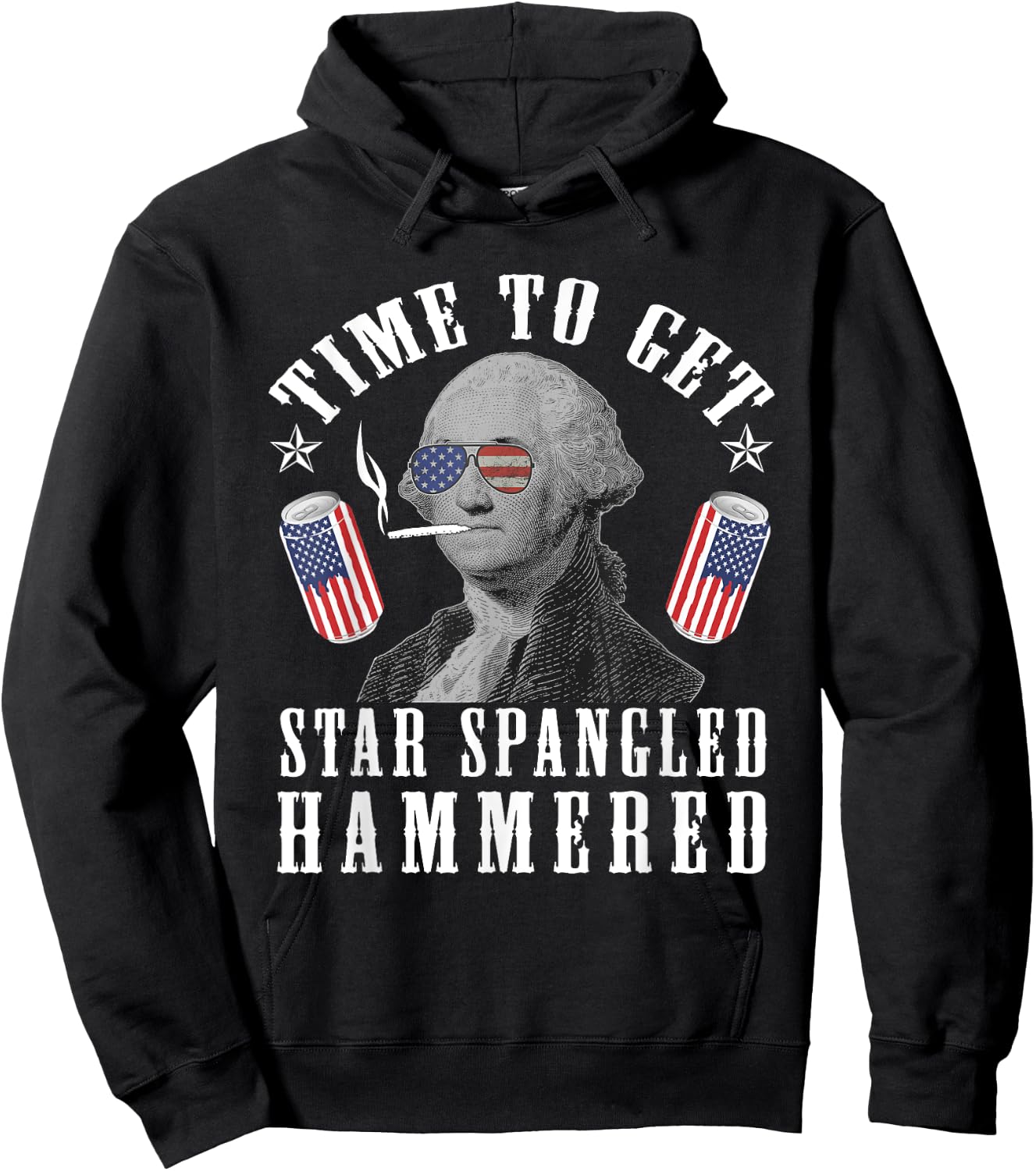 Time To Get Star Spangled Hammered 4th Of July George.W Hoodie - Hoodie | Black