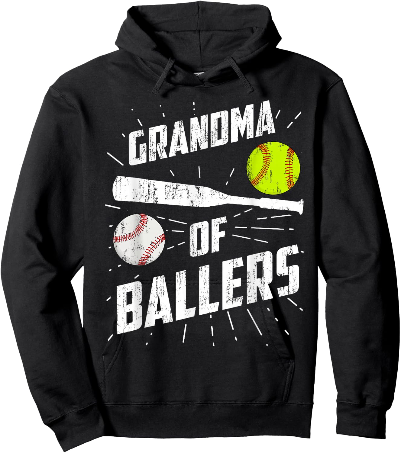 Grandma Of Ballers Funny Baseball Softball Mothers Day Gift Hoodie - Hoodie | Black